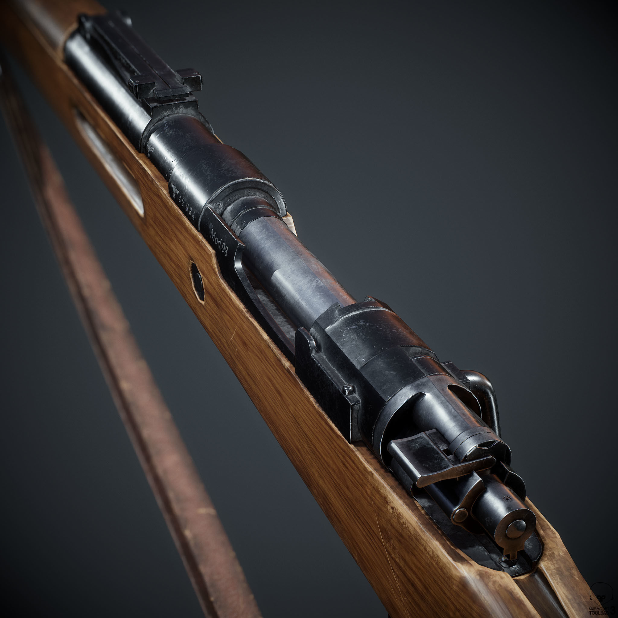 PBR Kar98 k Sniper Rifle Low-poly 3D model Low-poly 3D model_19