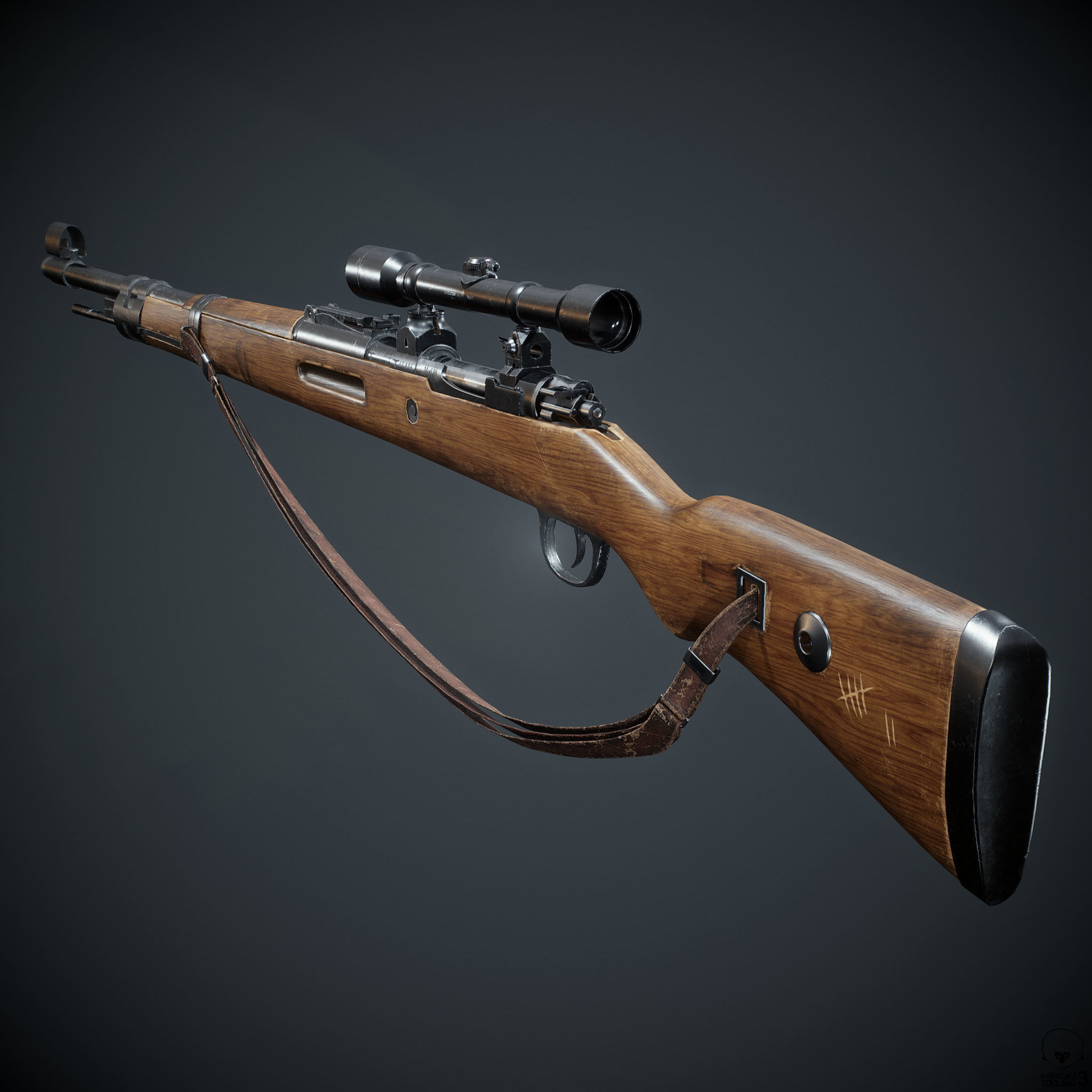 PBR Kar98 k Sniper Rifle Low-poly 3D model Low-poly 3D model_2
