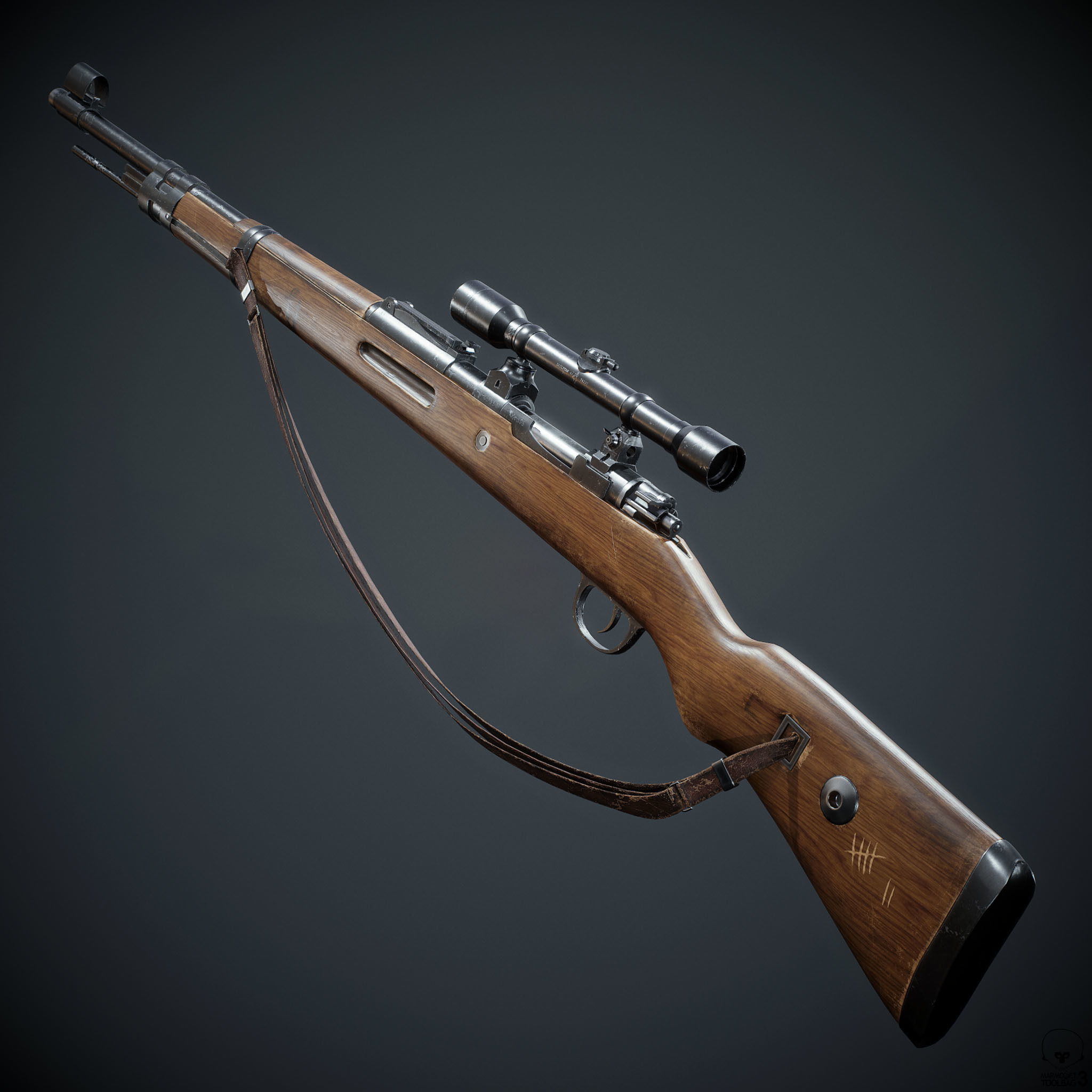 PBR Kar98 k Sniper Rifle Low-poly 3D model Low-poly 3D model_13