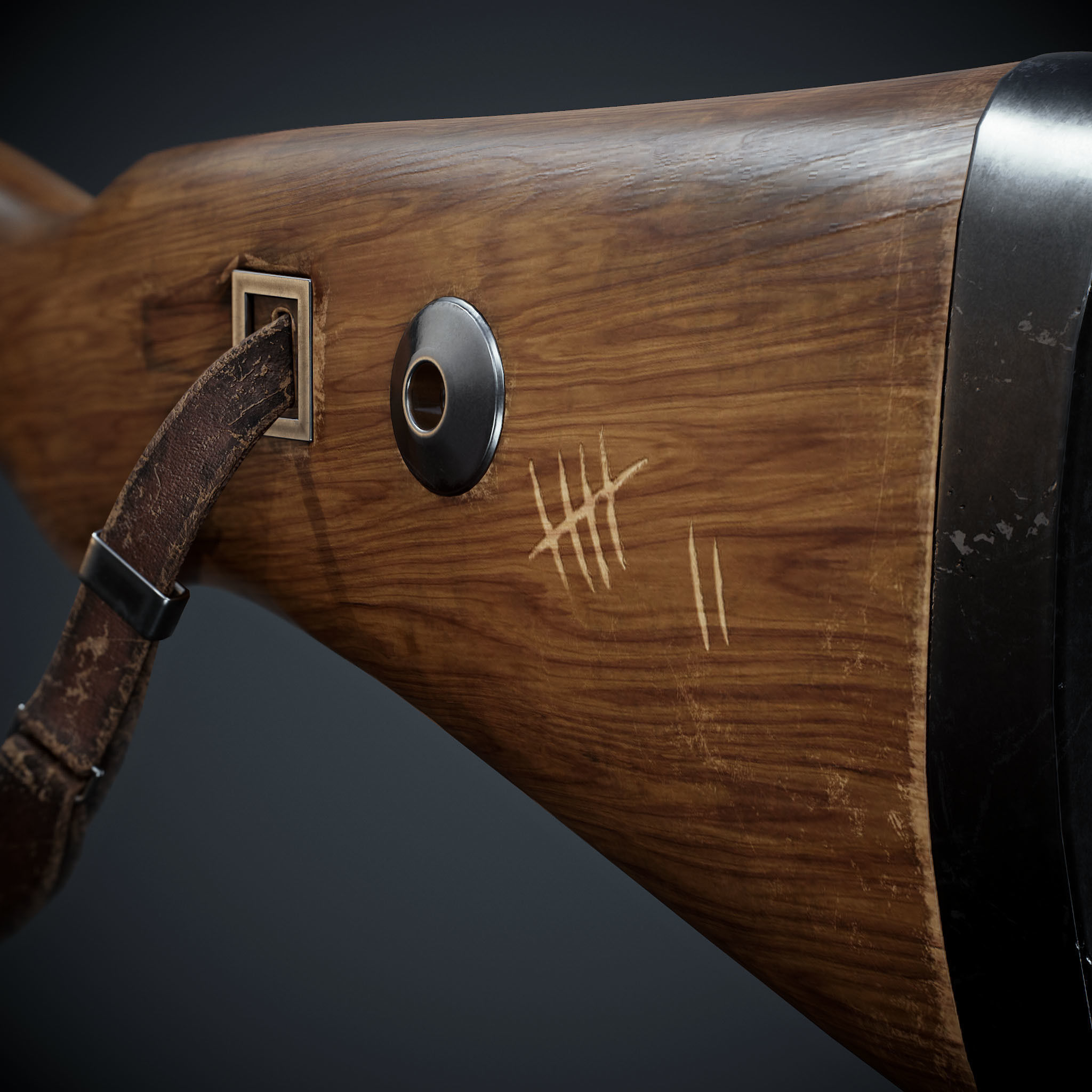 PBR Kar98 k Sniper Rifle Low-poly 3D model Low-poly 3D model_14