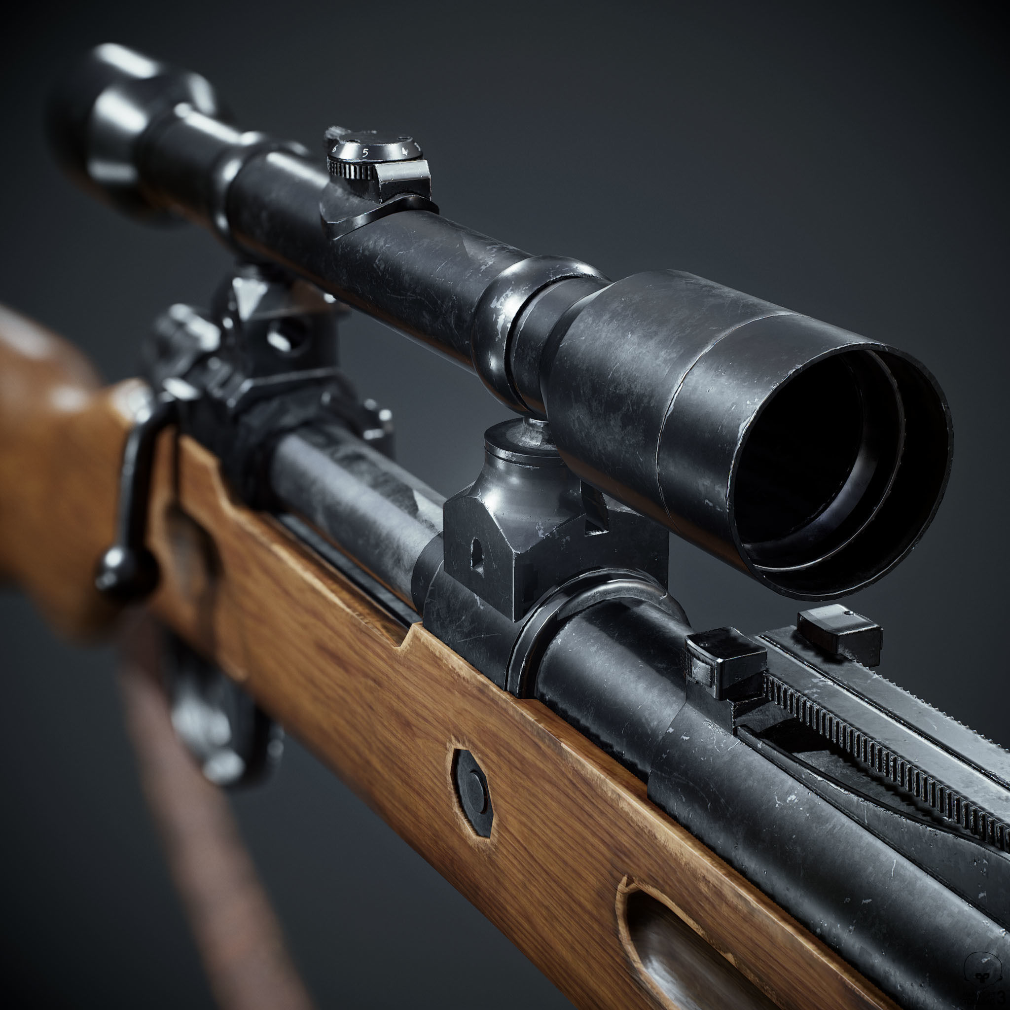 PBR Kar98 k Sniper Rifle Low-poly 3D model Low-poly 3D model_5