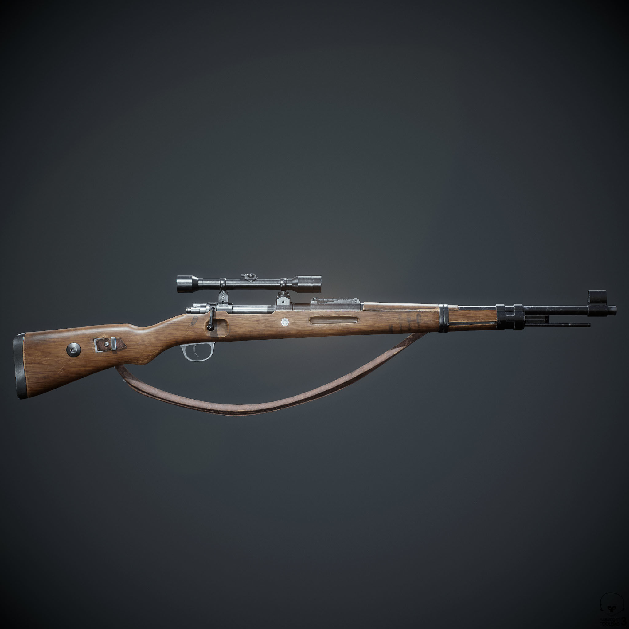 PBR Kar98 k Sniper Rifle Low-poly 3D model Low-poly 3D model_7