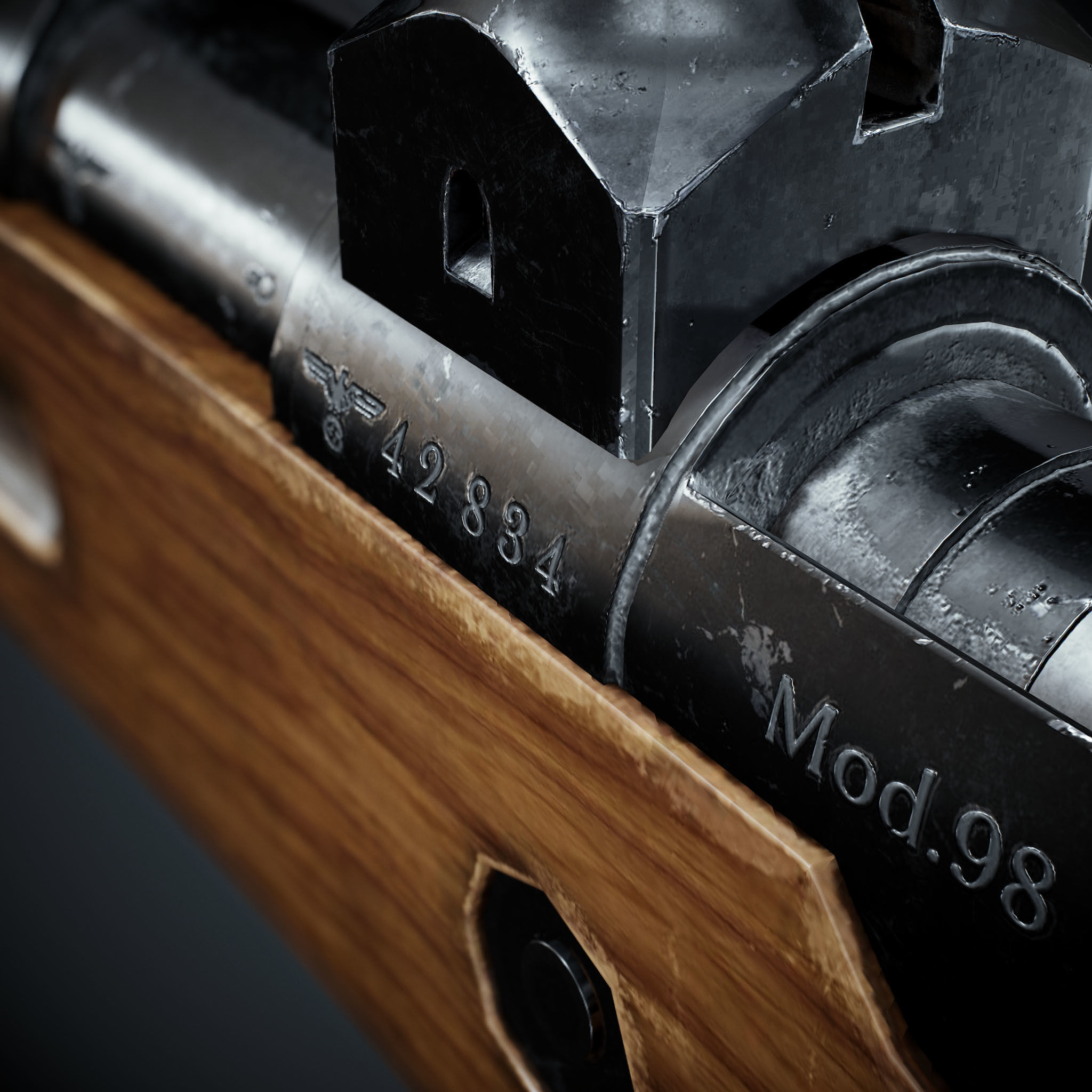 PBR Kar98 k Sniper Rifle Low-poly 3D model Low-poly 3D model_4