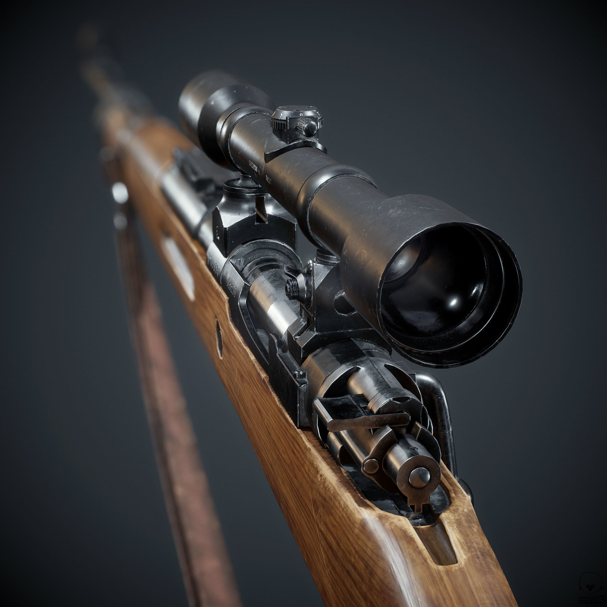 PBR Kar98 k Sniper Rifle Low-poly 3D model Low-poly 3D model_8
