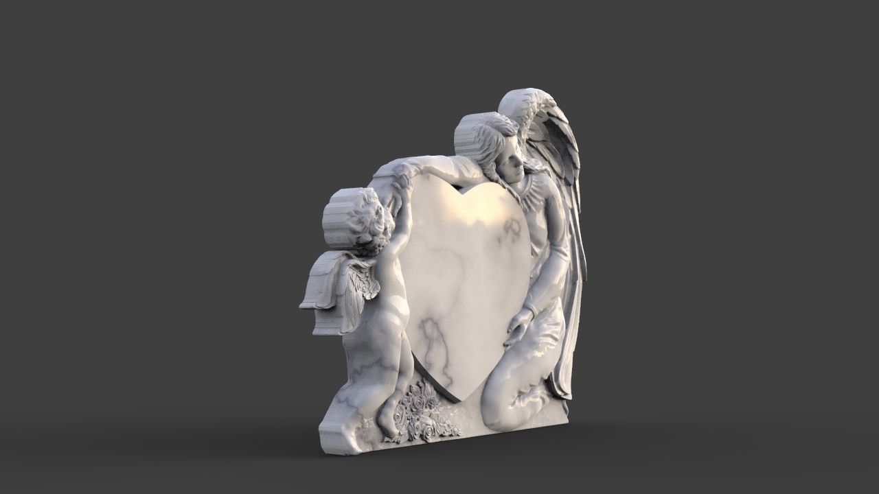 Mother and son tombstone 3D print model_3