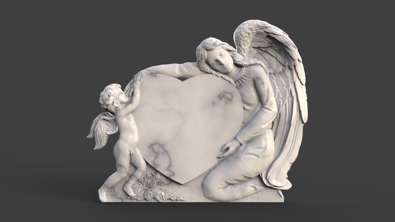 Mother and son tombstone 3D print model_4