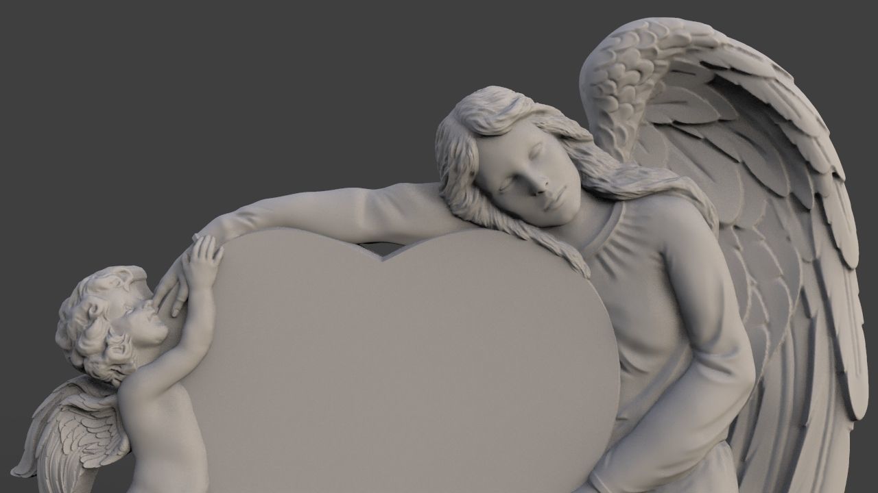 Mother and son tombstone 3D print model_1