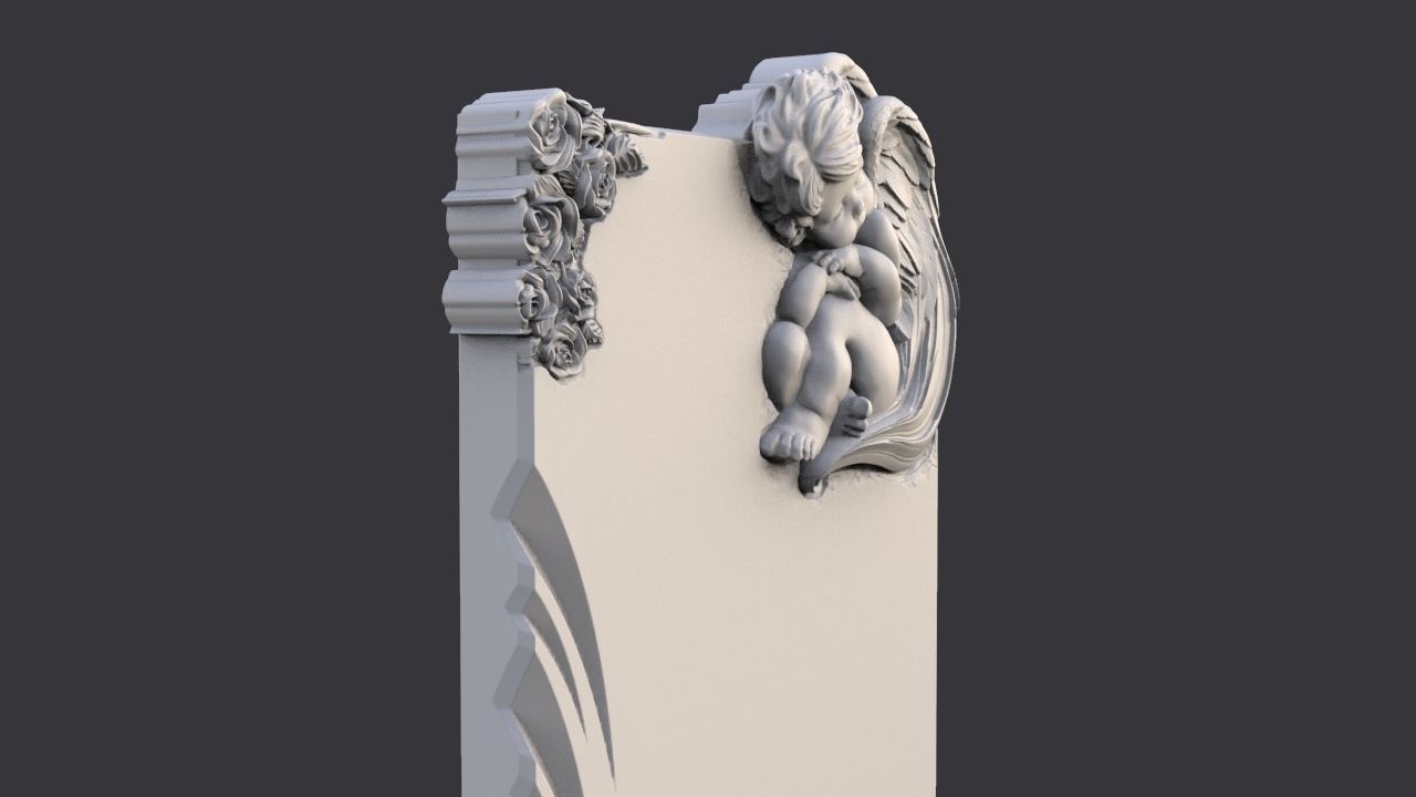 Baby angel tombstone 3D print model_4