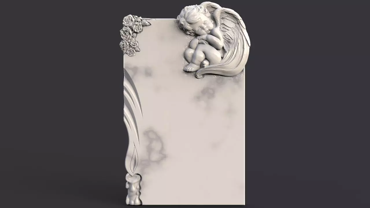 Baby angel tombstone 3D print model_0