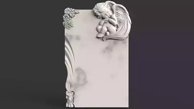 Baby angel tombstone 3D print model