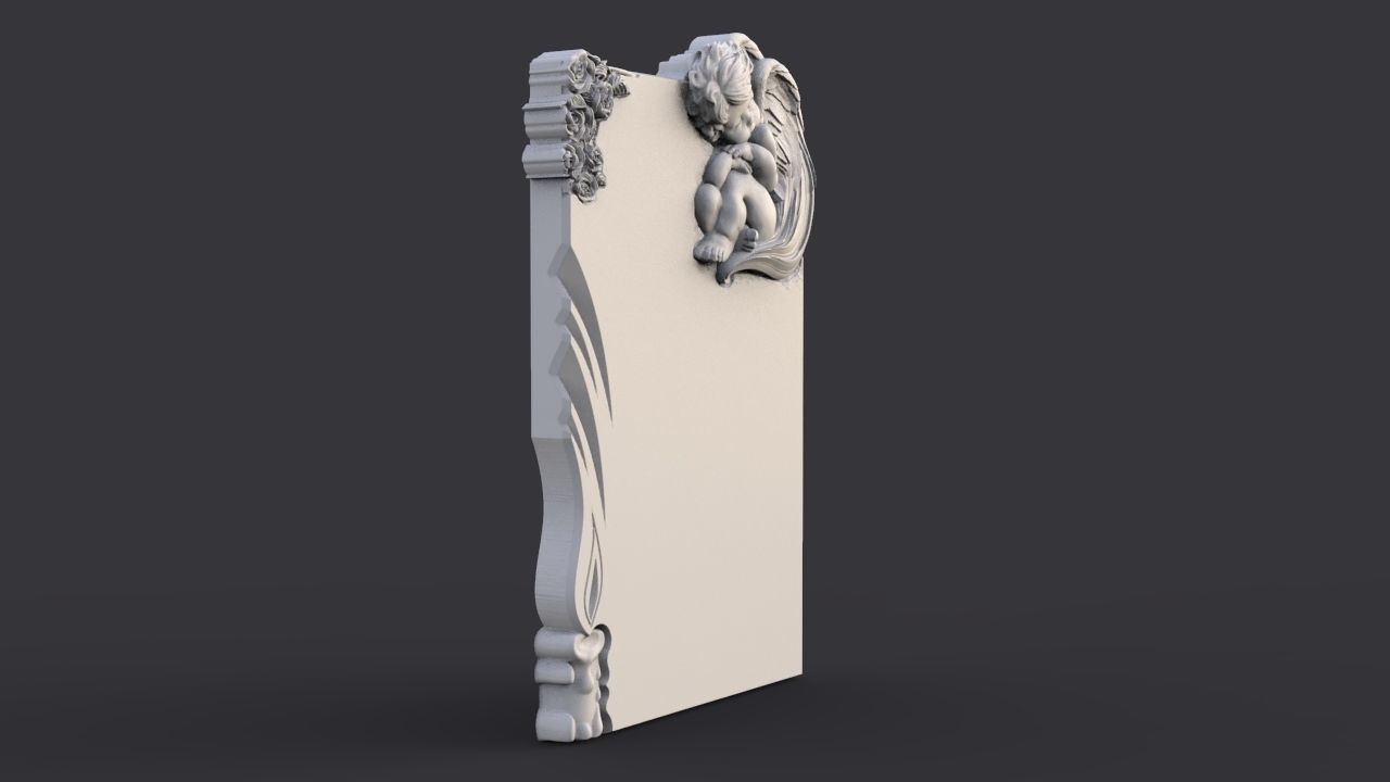 Baby angel tombstone 3D print model_2