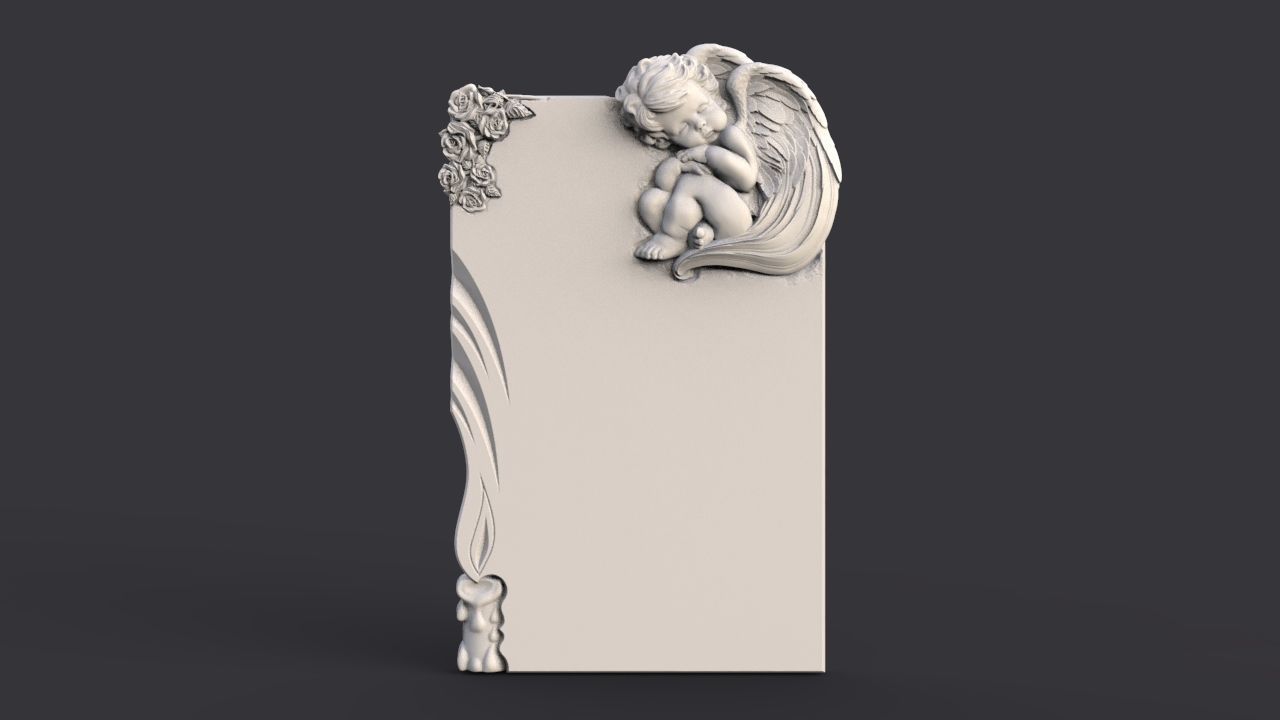 Baby angel tombstone 3D print model_1