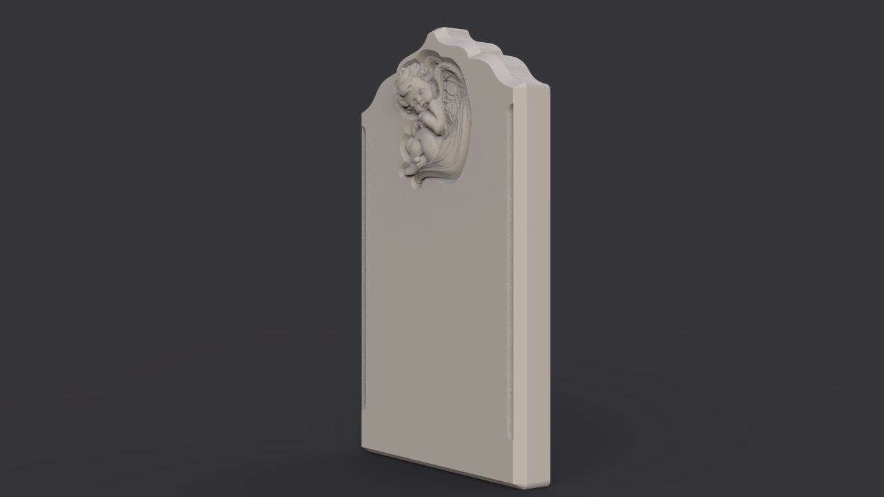 Baby angel tombstone 3D print model_2