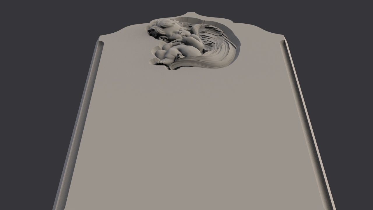Baby angel tombstone 3D print model_6