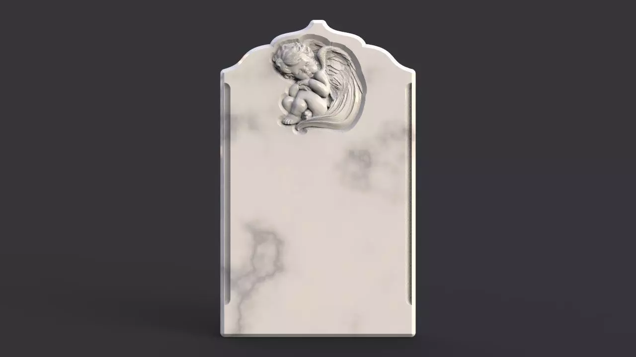Baby angel tombstone 3D print model_0