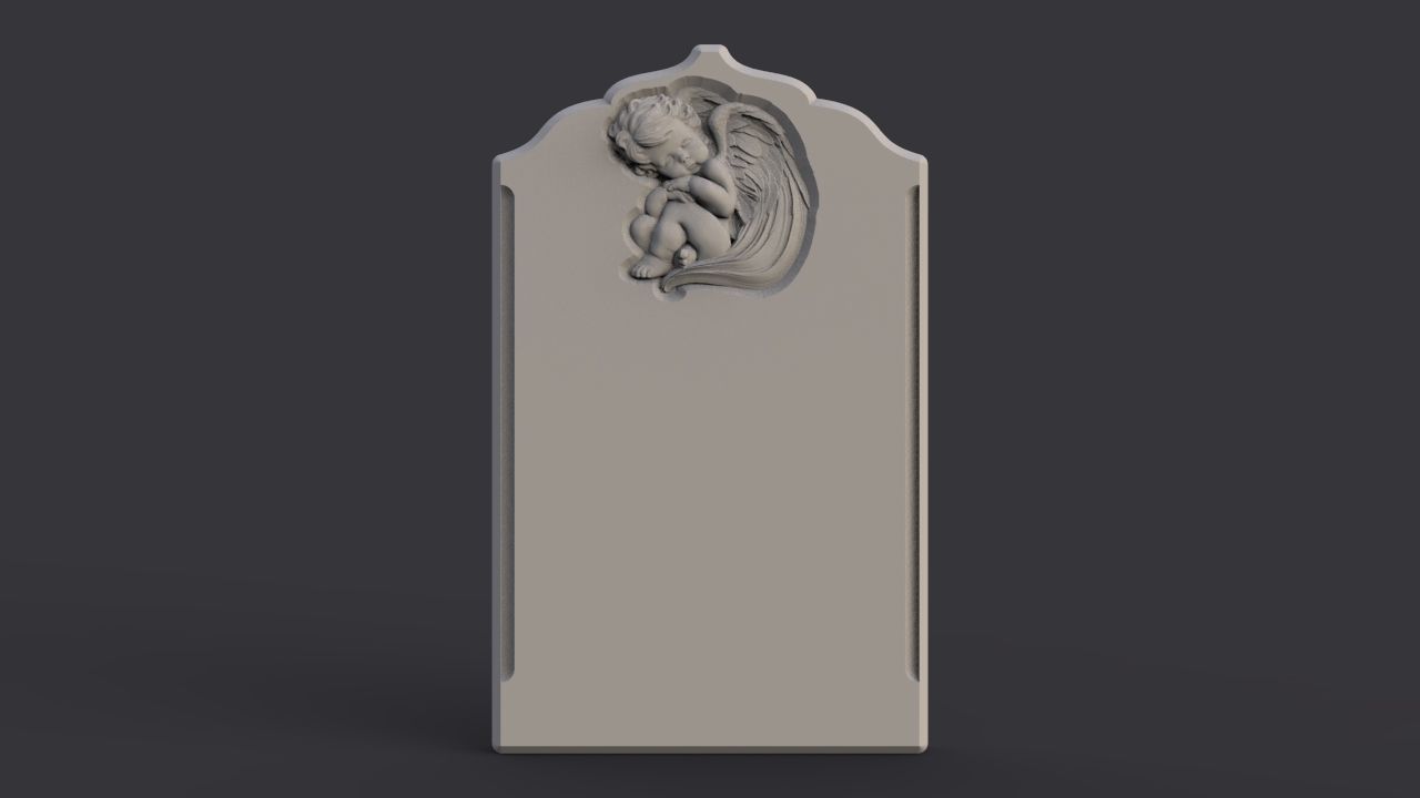 Baby angel tombstone 3D print model_1