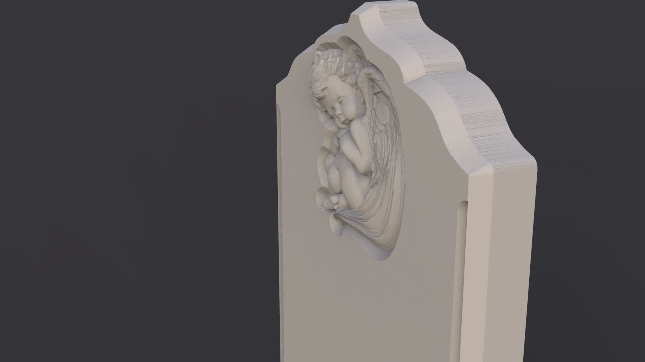 Baby angel tombstone 3D print model_5
