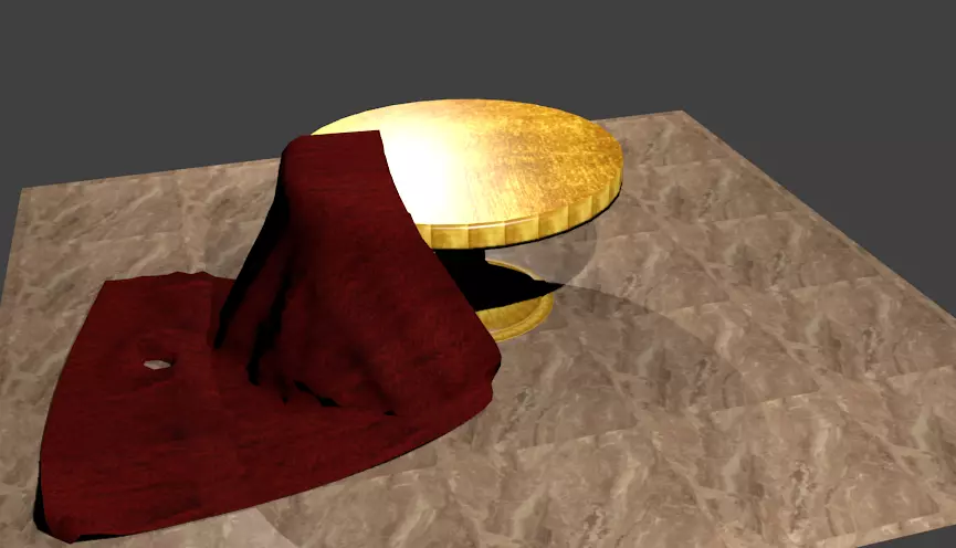 Golden table With red cotton cloth Free 3D model