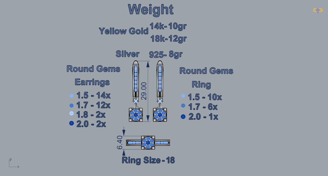 Ring and Earrings 128 3D print model_3