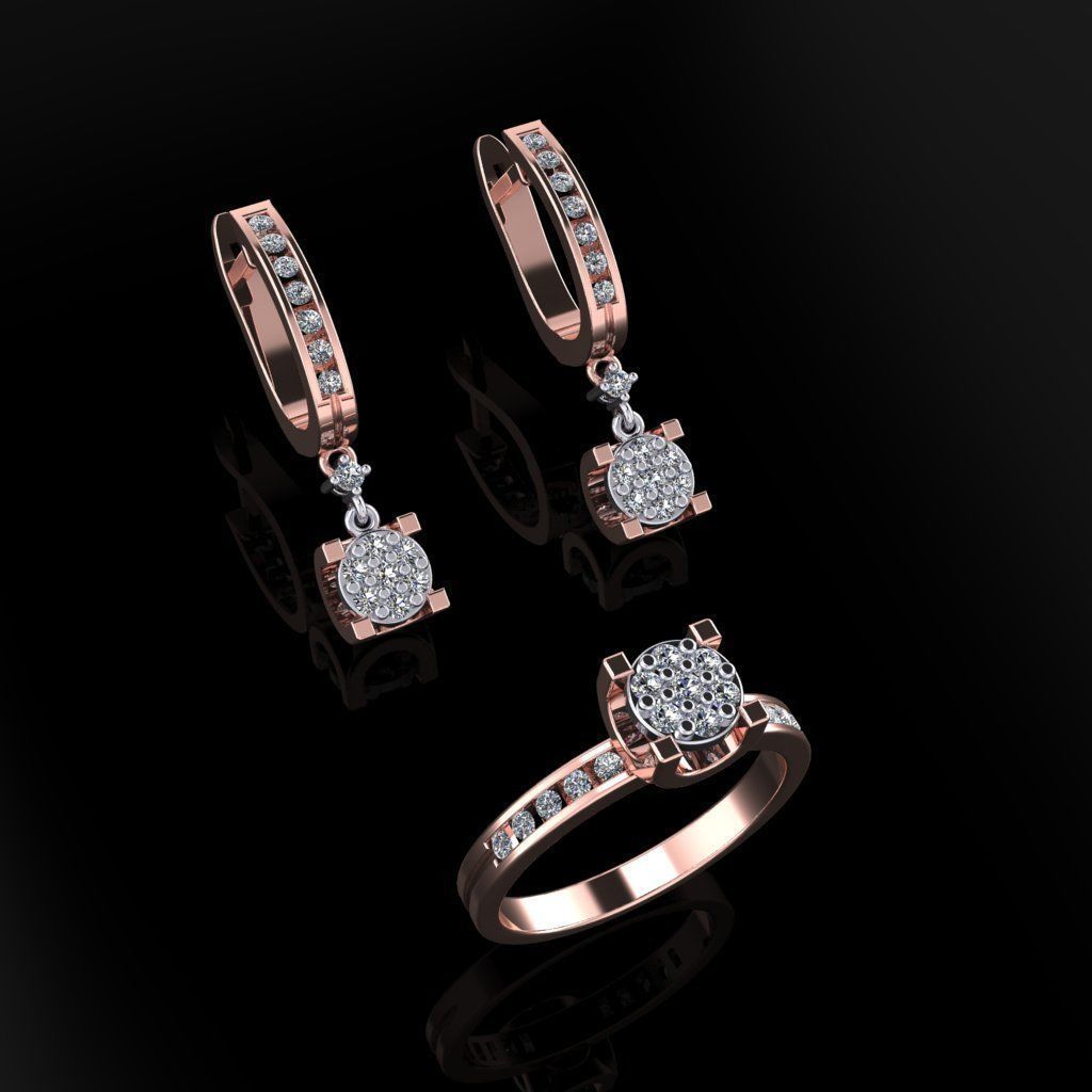 Ring and Earrings 128 3D print model_2