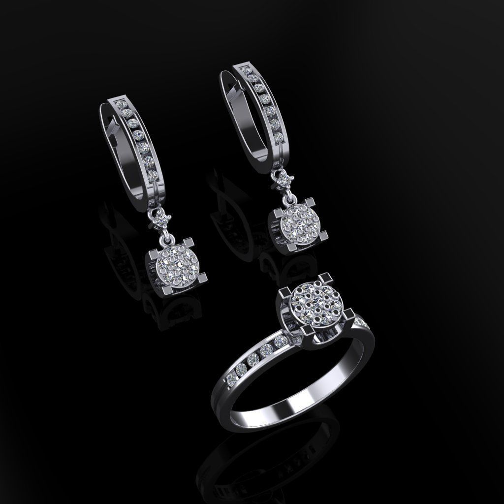 Ring and Earrings 128 3D print model_1