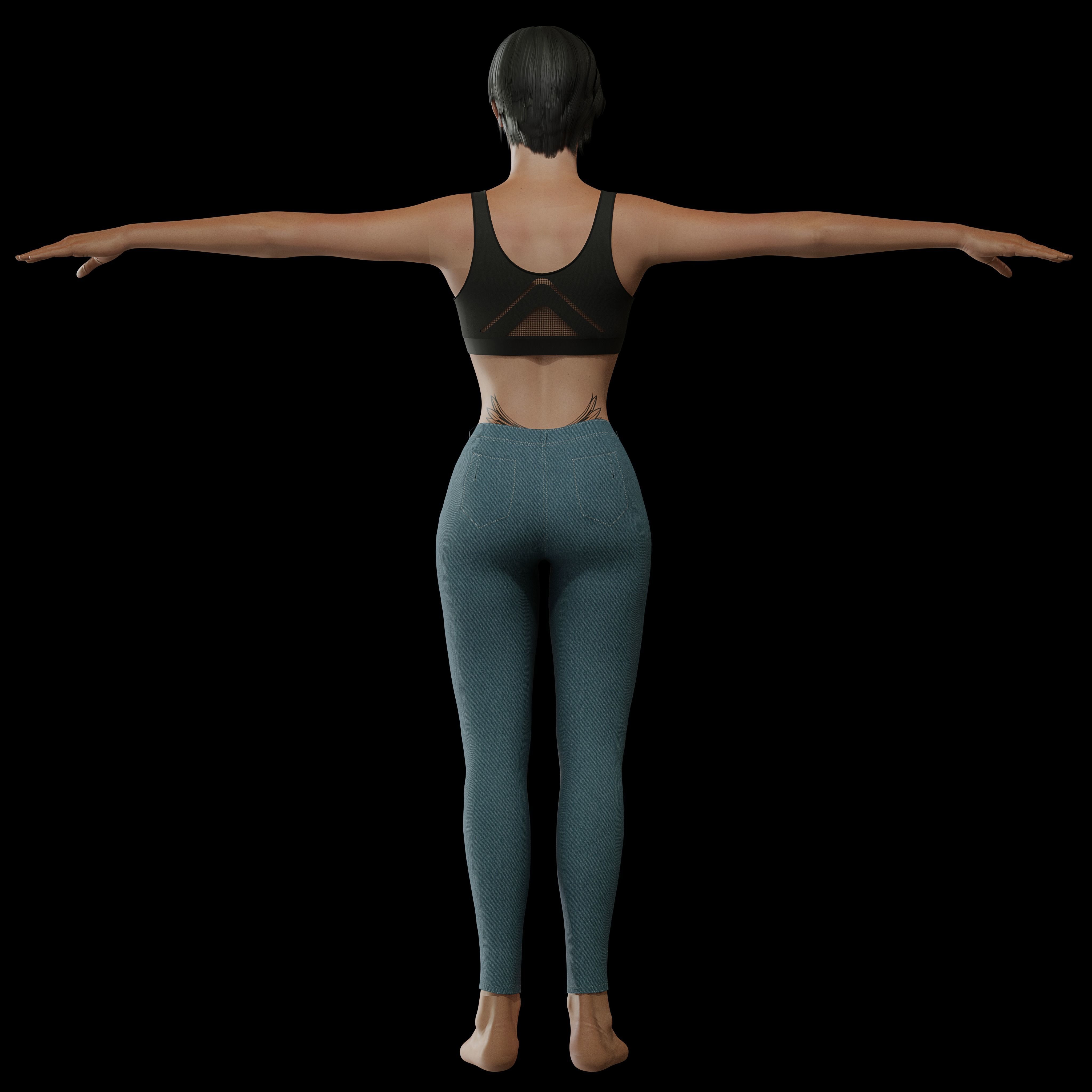 Female Commando Low-poly 3D model_5