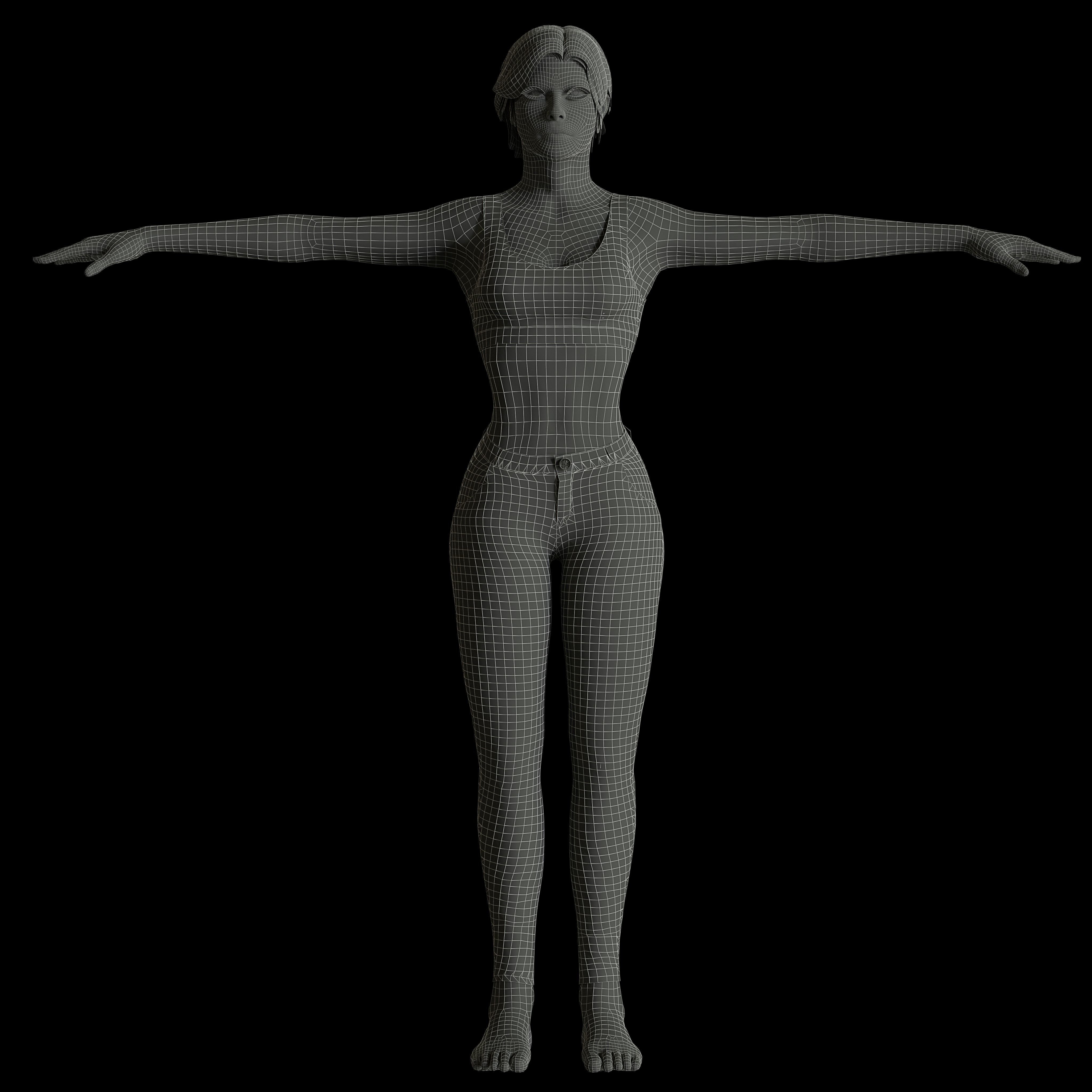 Female Commando Low-poly 3D model_7