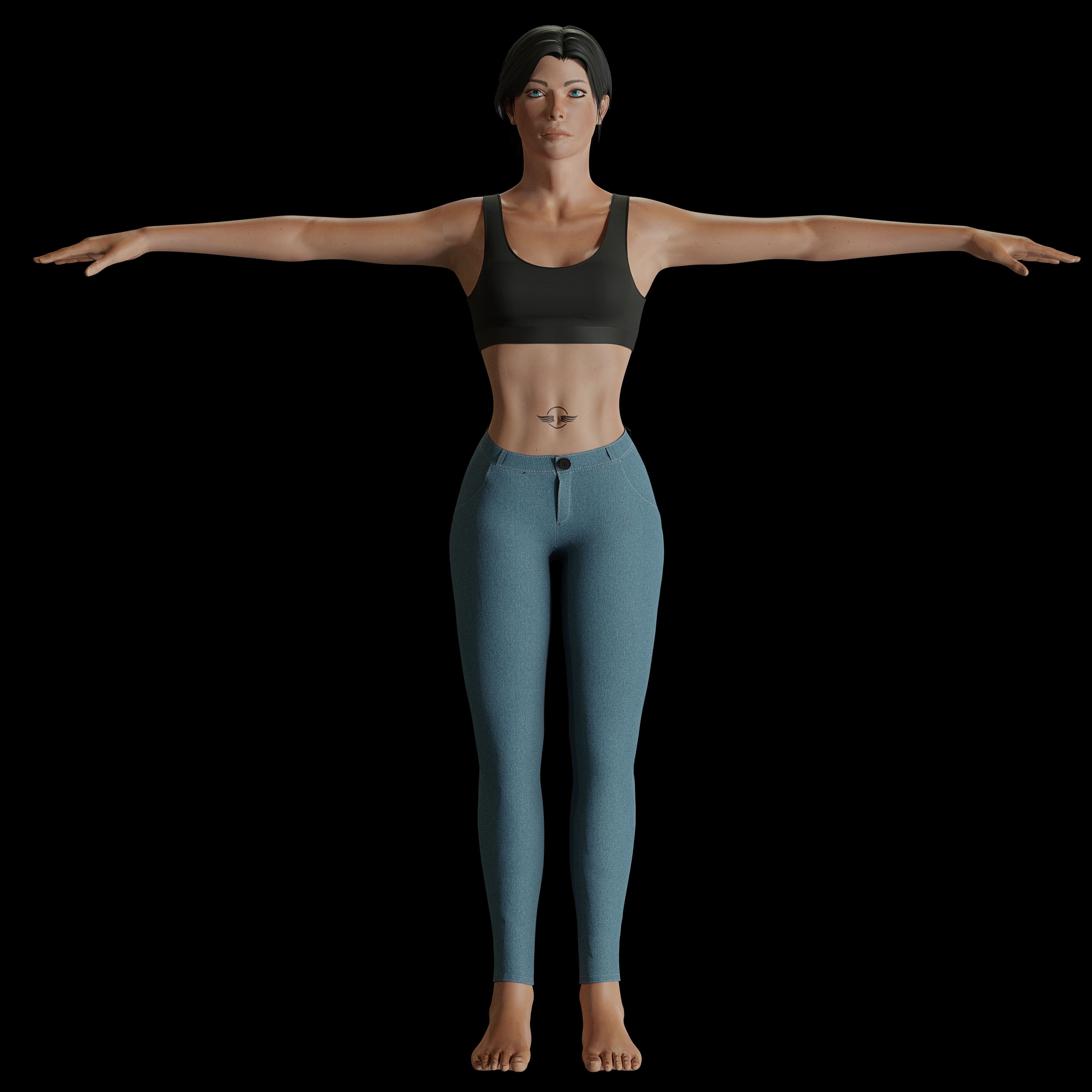 Female Commando Low-poly 3D model_4