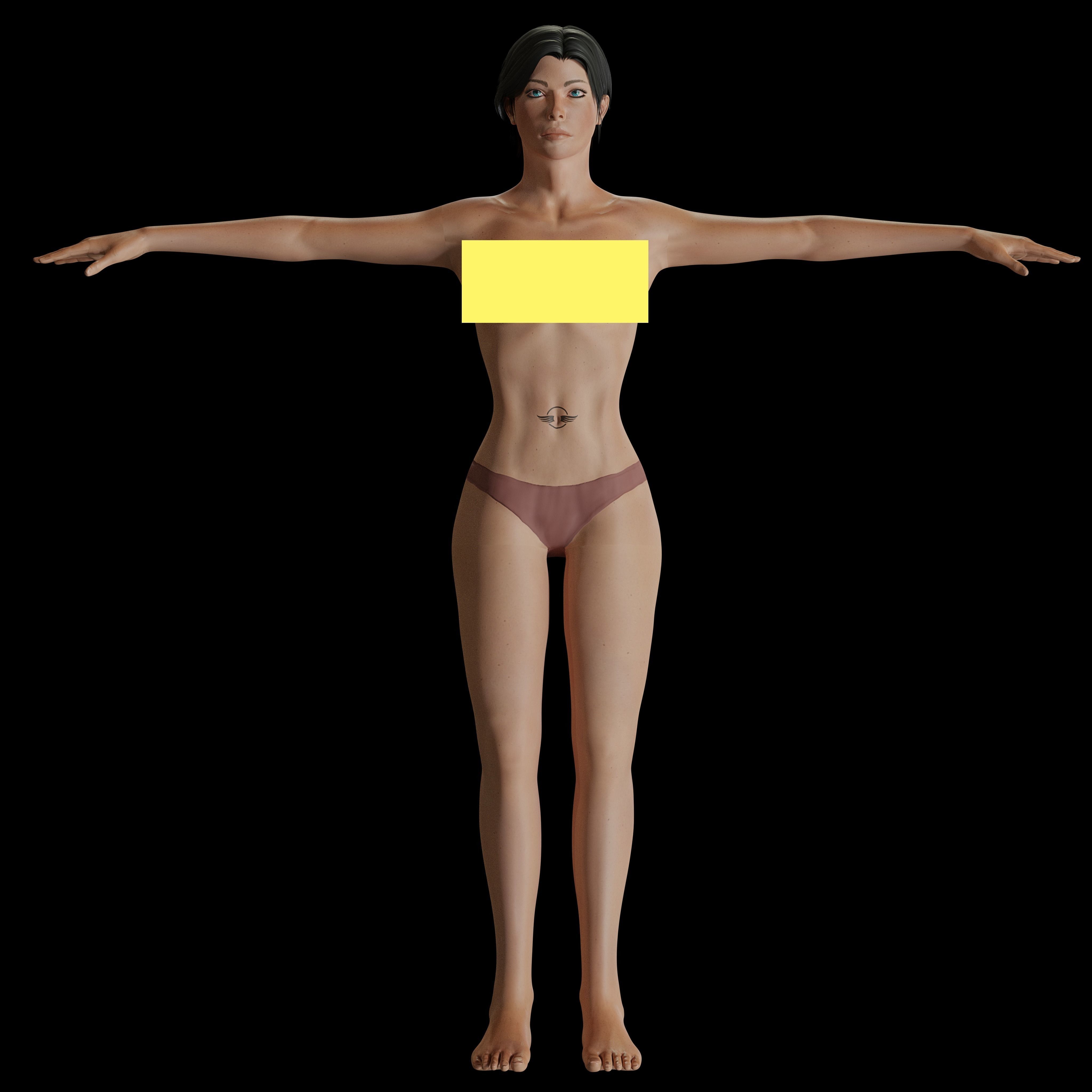 Female Commando Low-poly 3D model_9