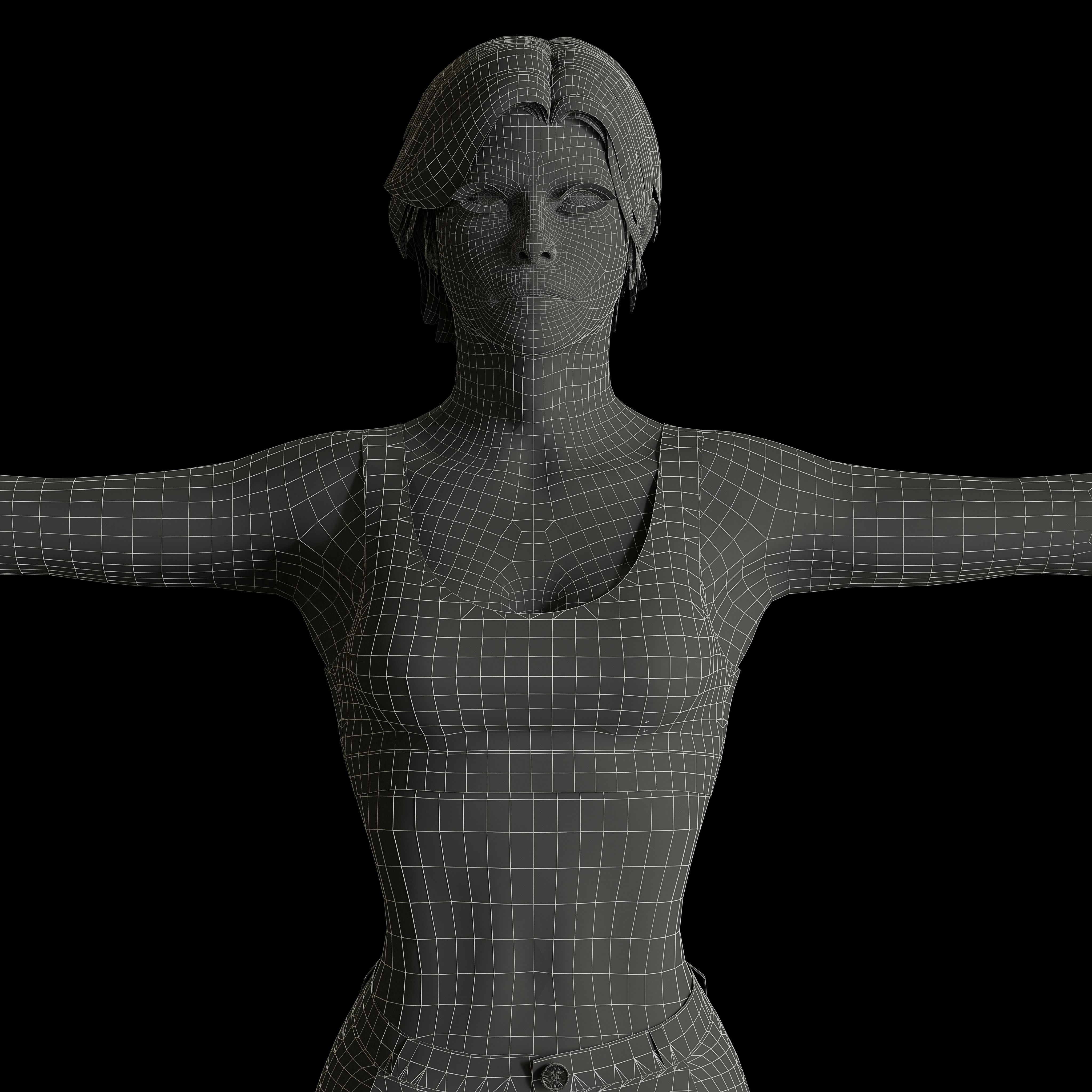 Female Commando Low-poly 3D model_6