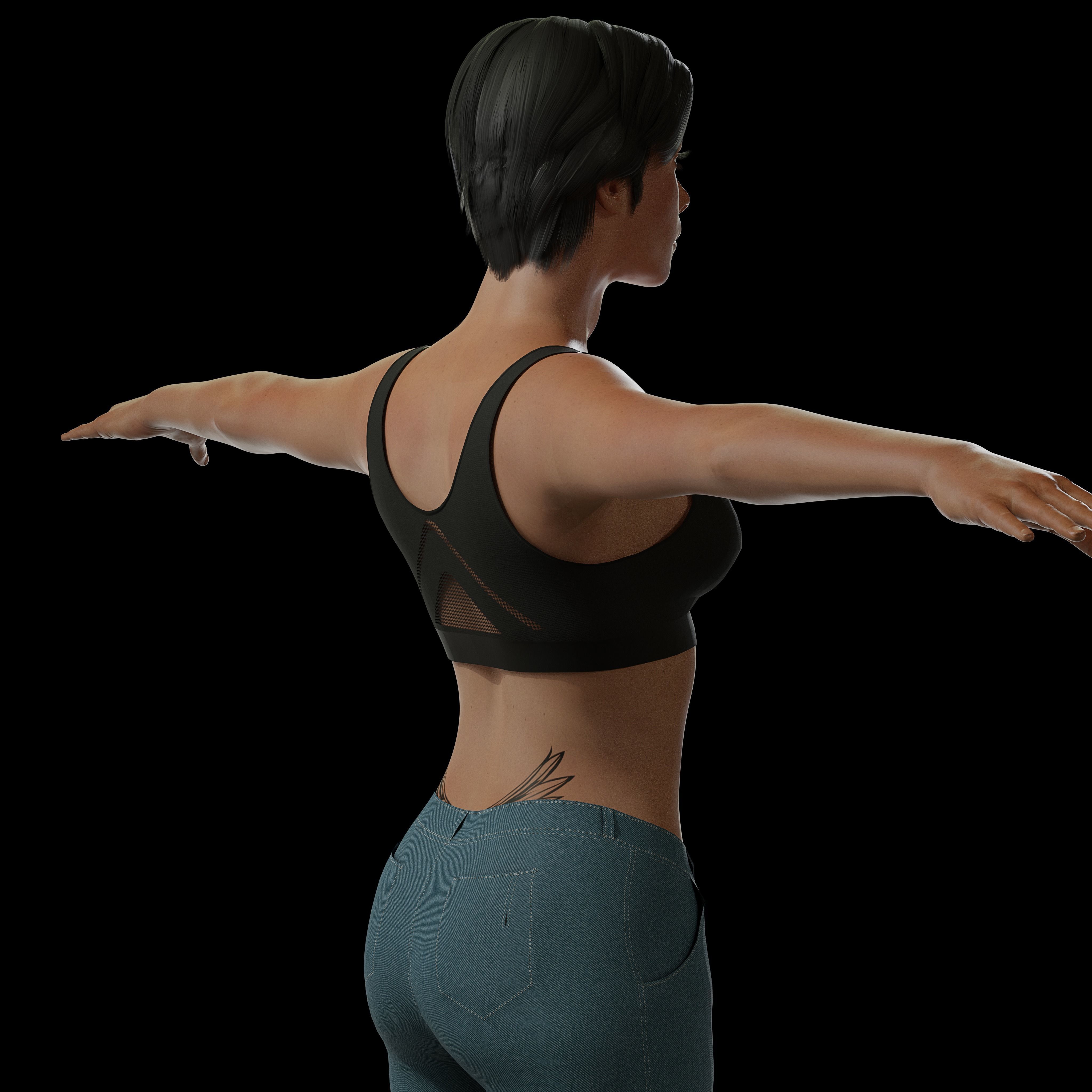 Female Commando Low-poly 3D model_1