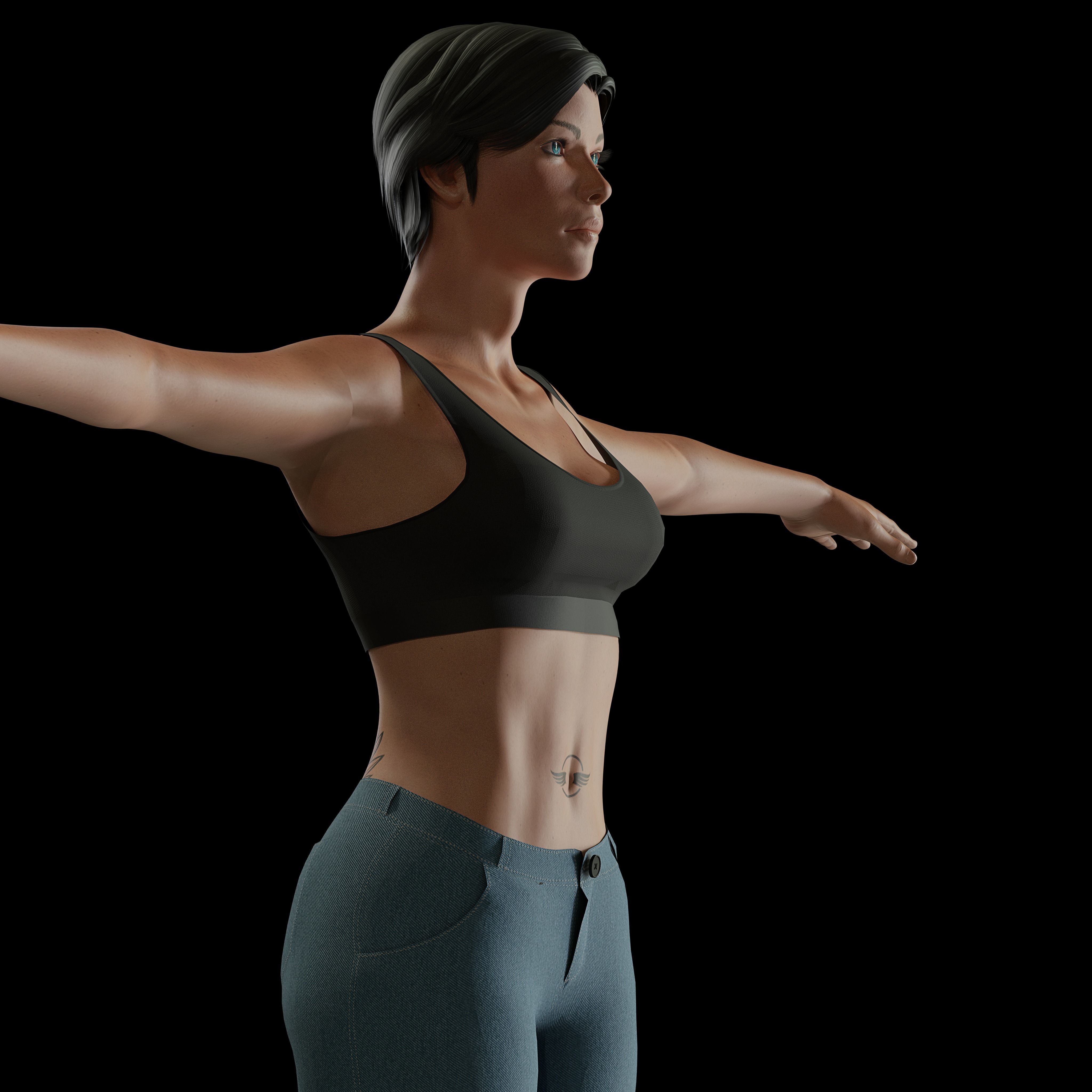 Female Commando Low-poly 3D model_2