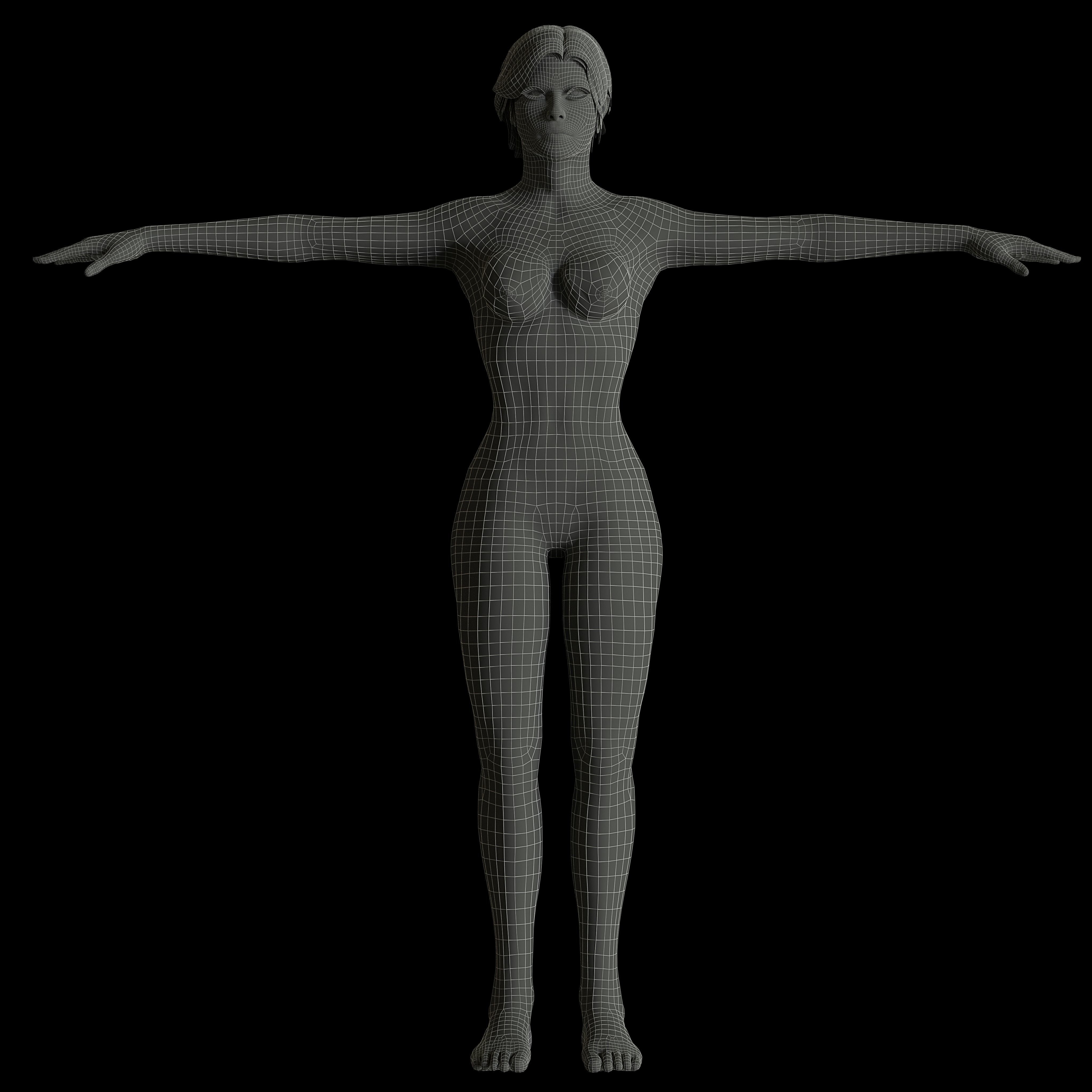 Female Commando Low-poly 3D model_10