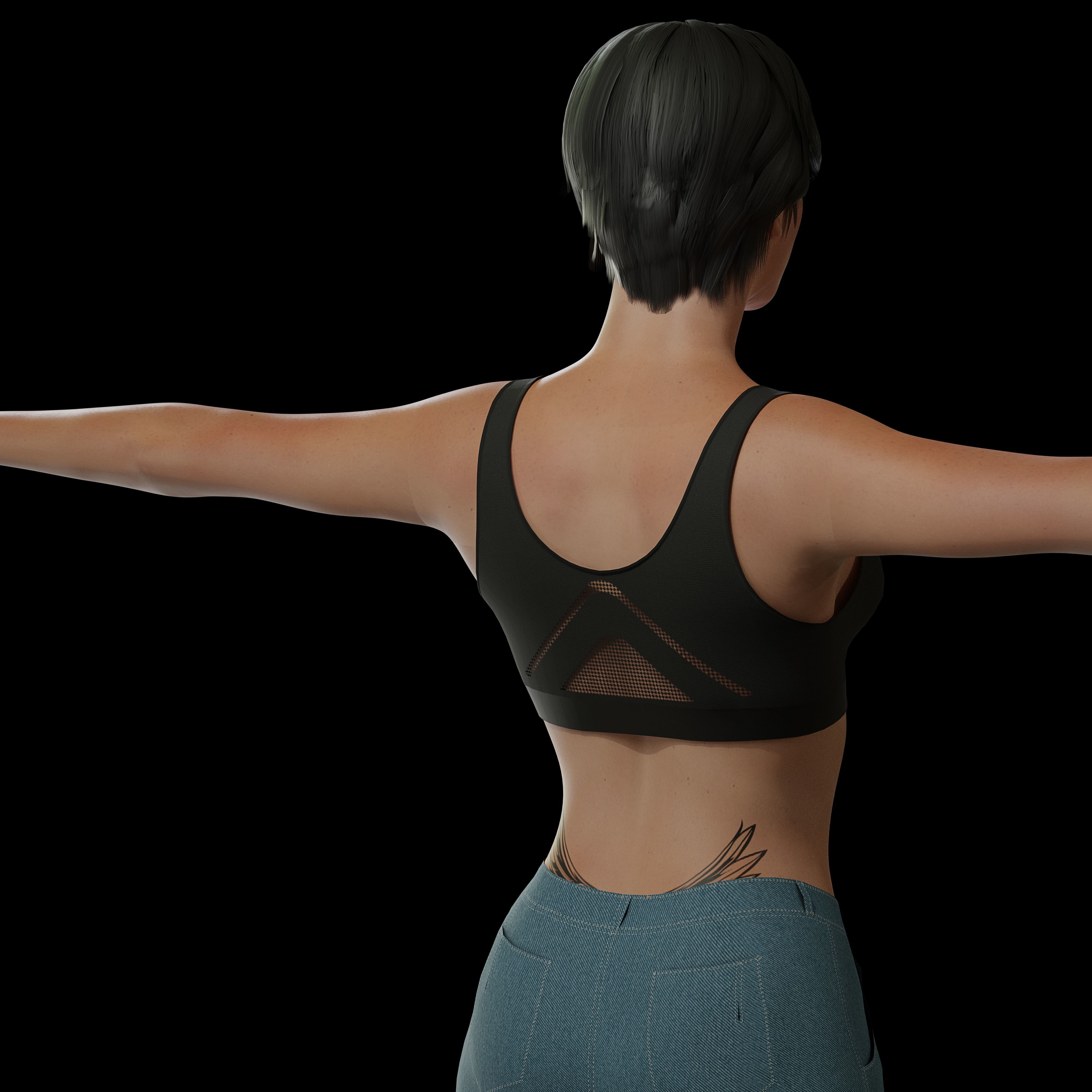 Female Commando Low-poly 3D model_3