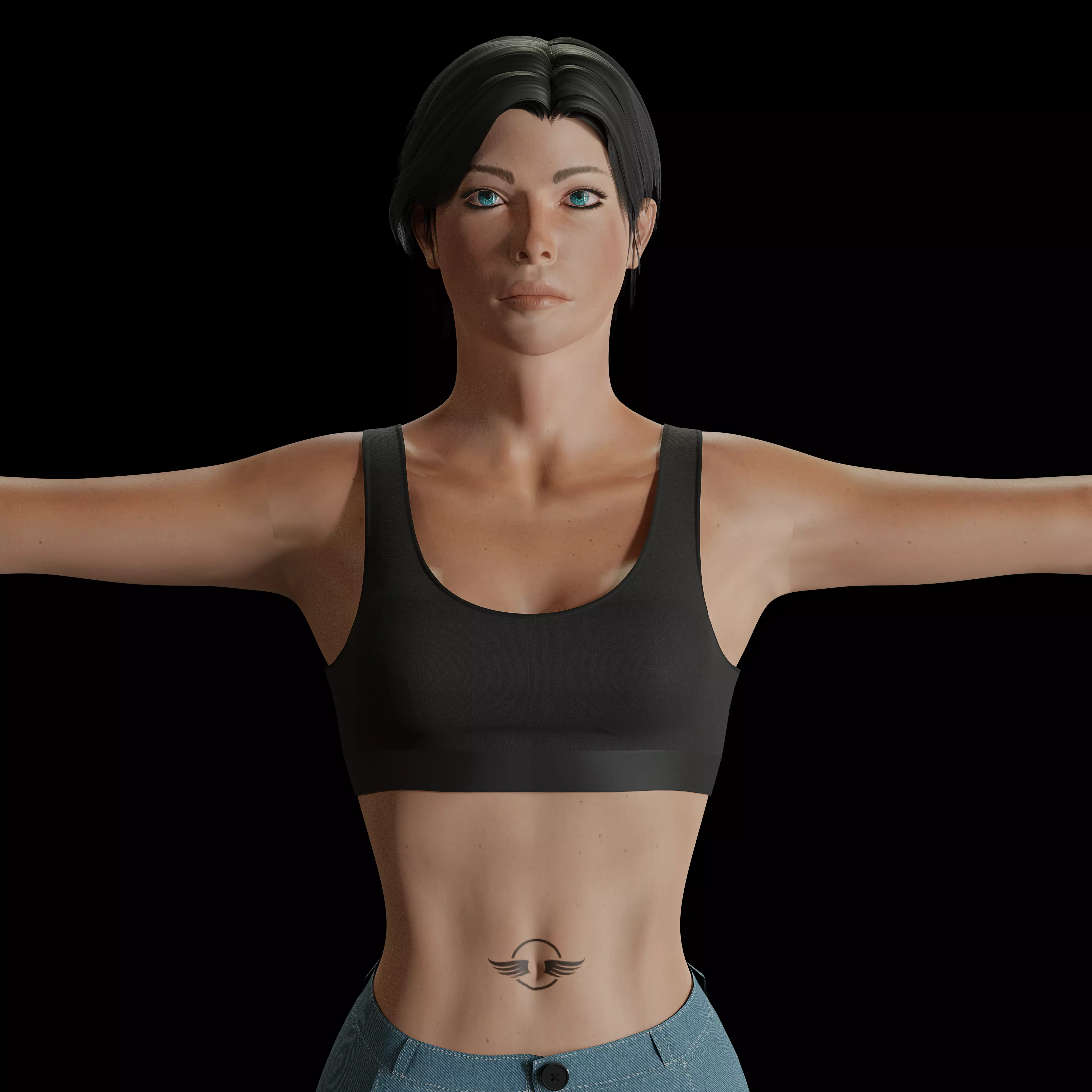 Female Commando Low-poly 3D model_0