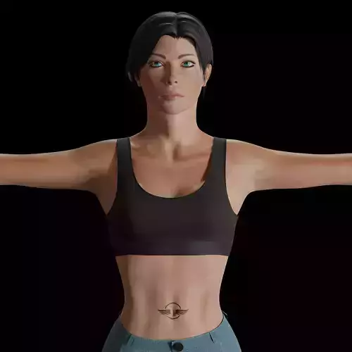 Female Commando Low-poly 3D model
