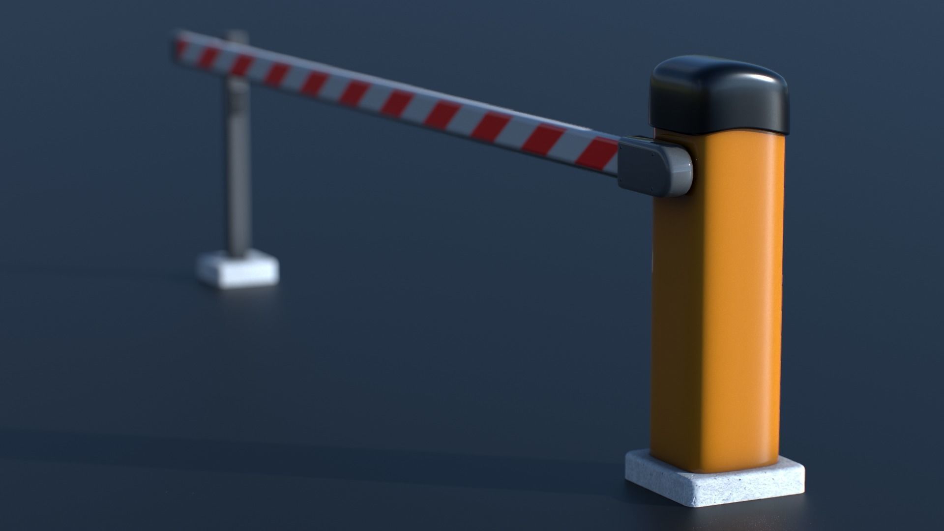Car Park Barrier Gate Game ready Low-poly 3D model_7
