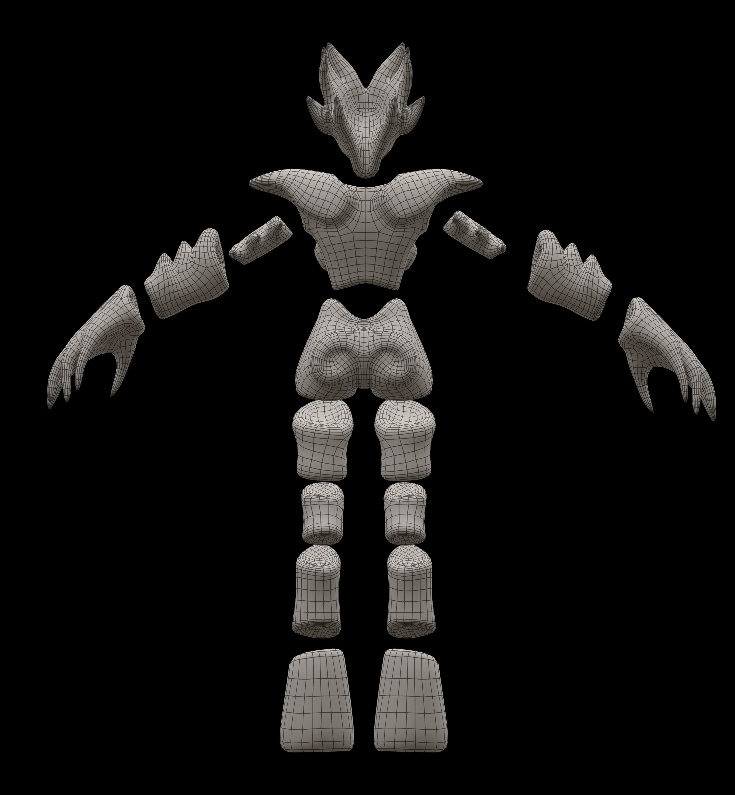 Female Air Elemental Low-poly 3D model_5