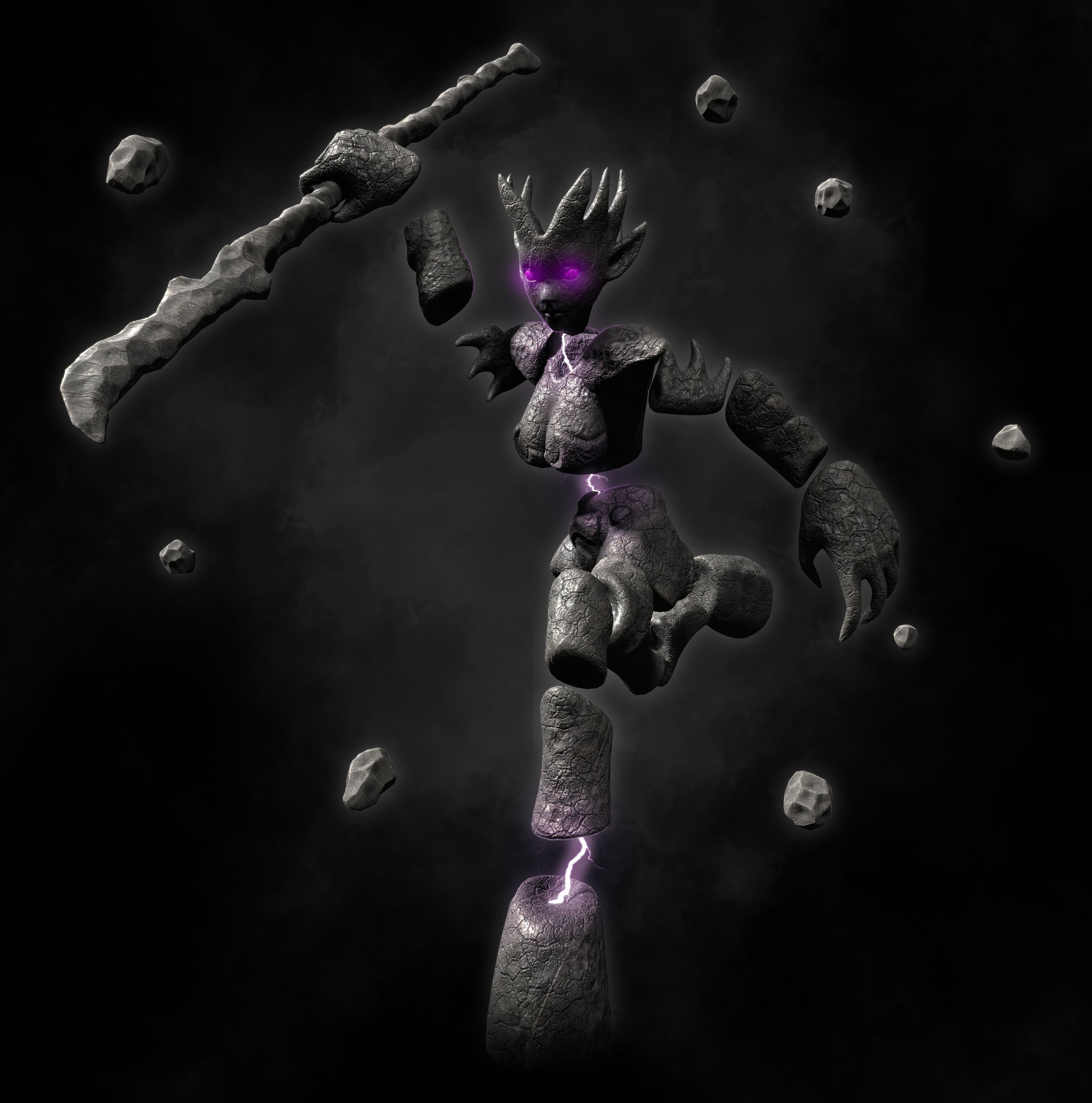 Female Air Elemental Low-poly 3D model_4