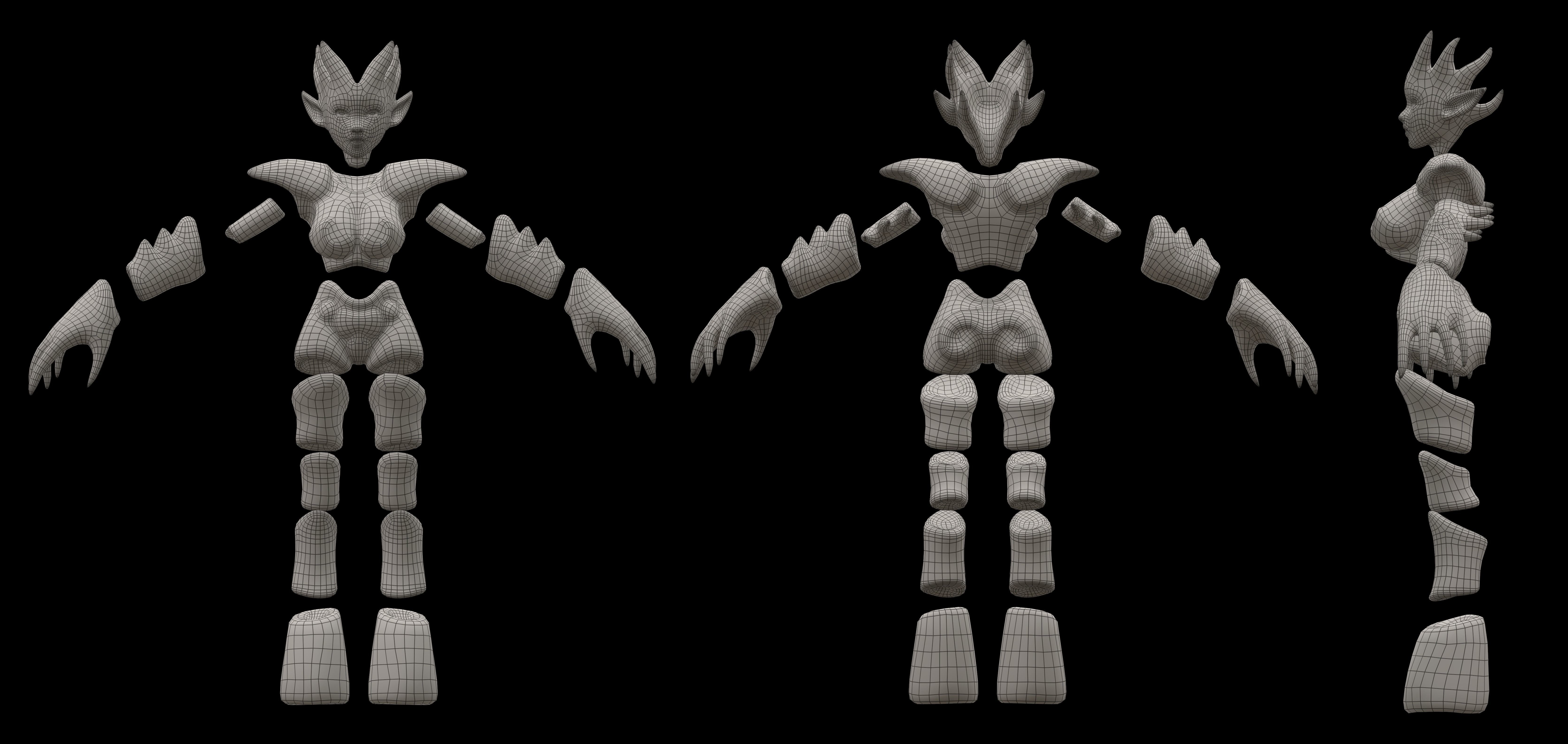 Female Air Elemental Low-poly 3D model_7