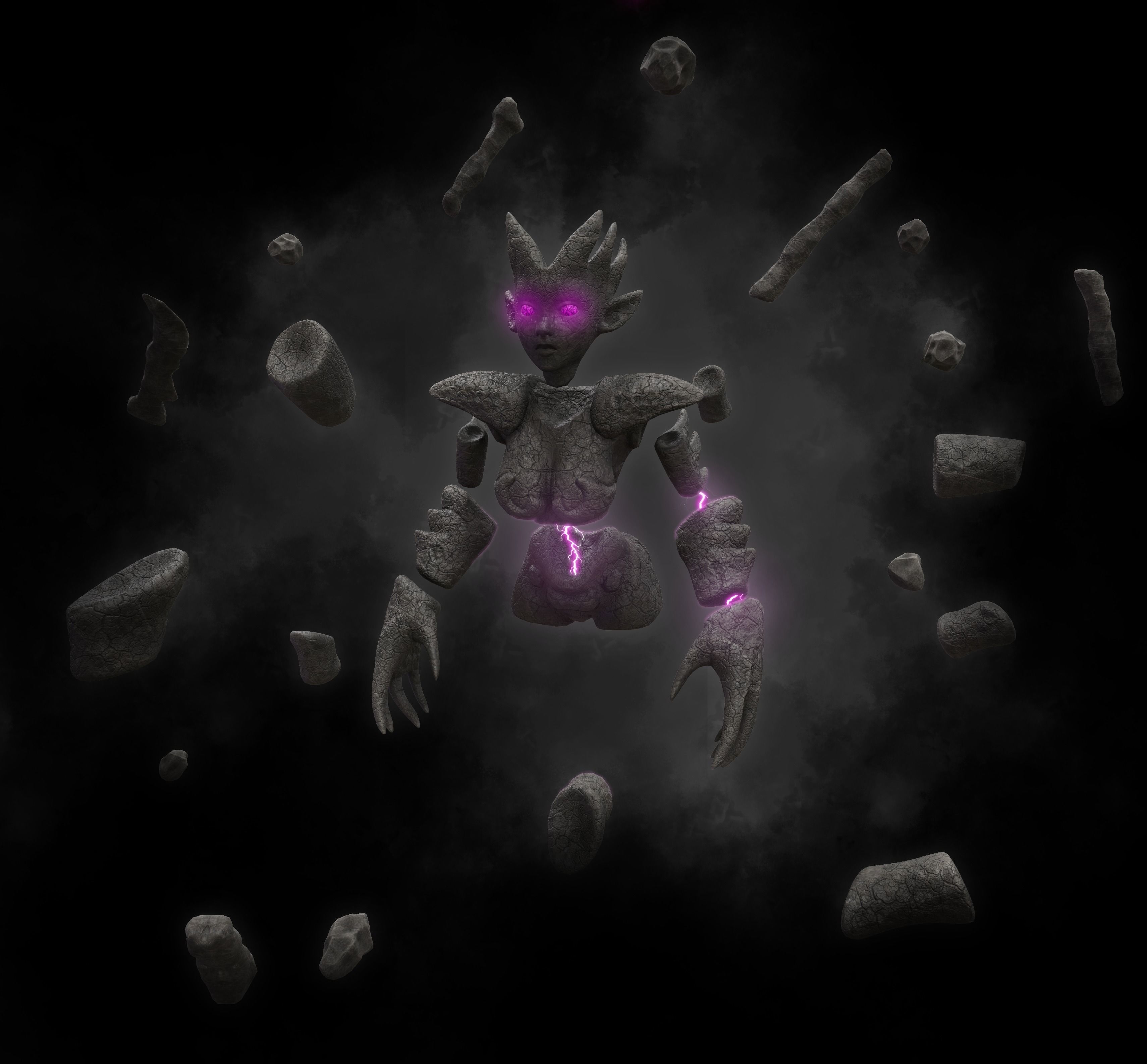 Female Air Elemental Low-poly 3D model_3