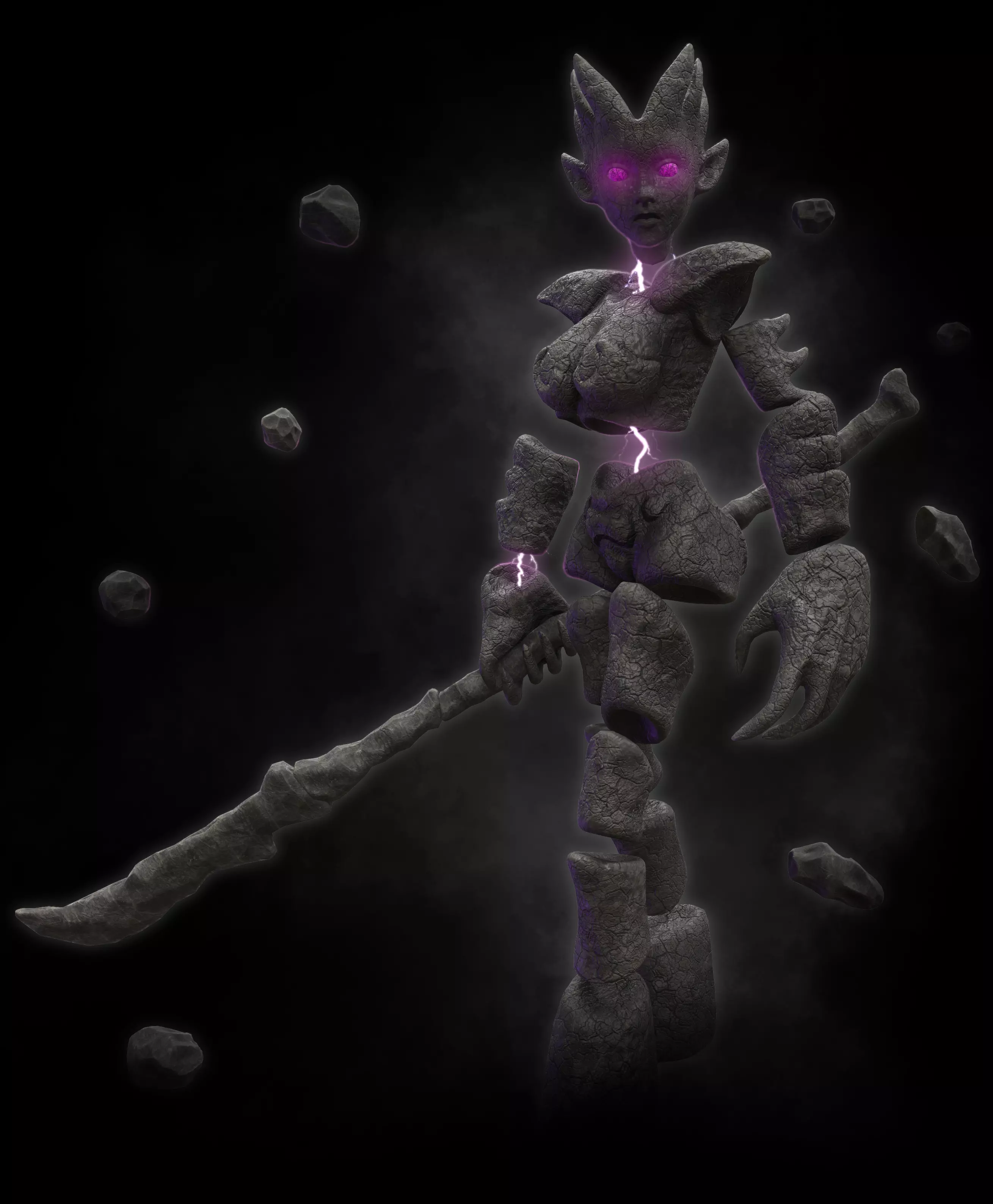 Female Air Elemental Low-poly 3D model_0