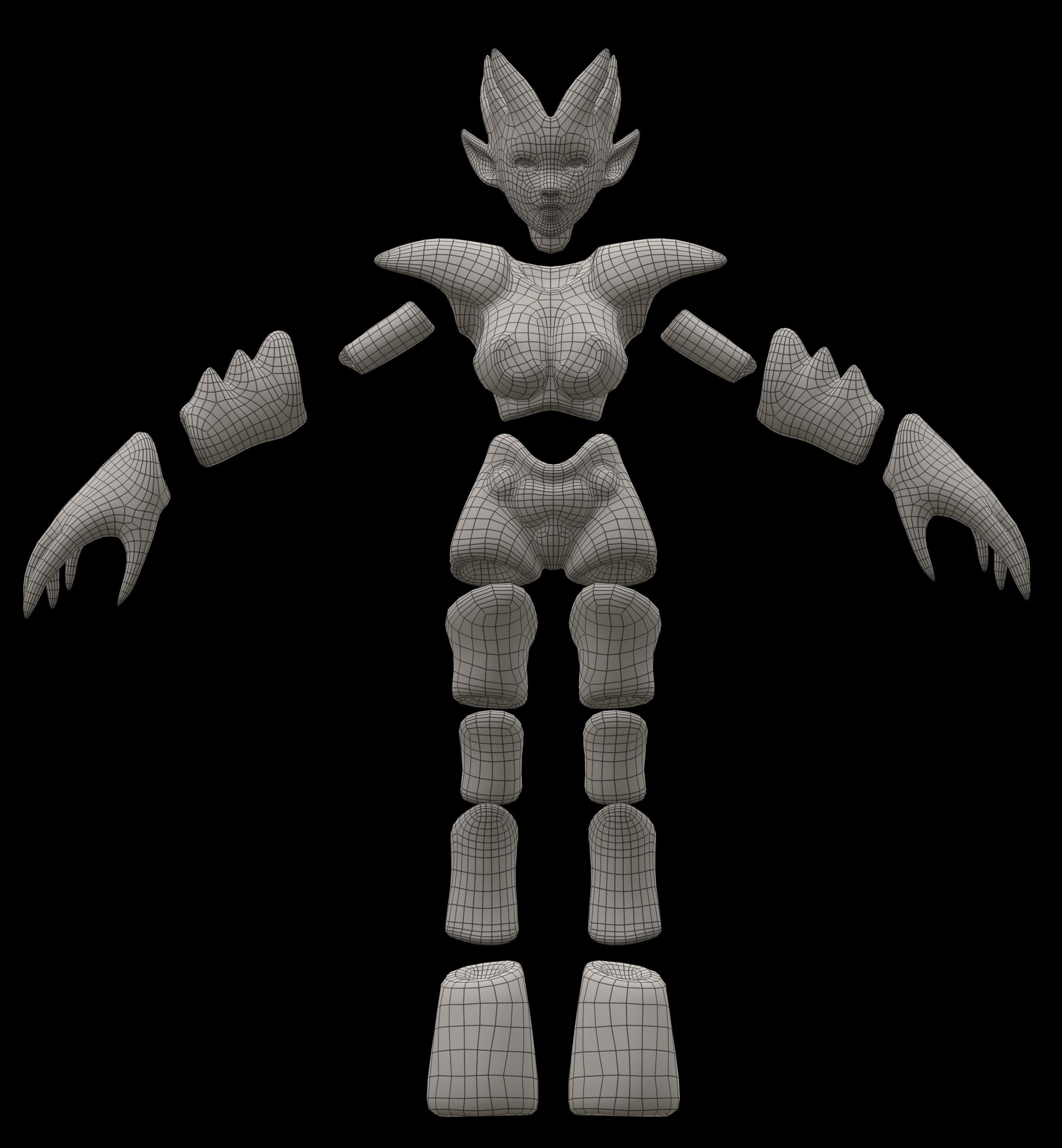 Female Air Elemental Low-poly 3D model_6