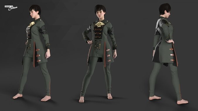 Female Commander Uniform - 56 Marvelous Designer and Clo3D 3D model