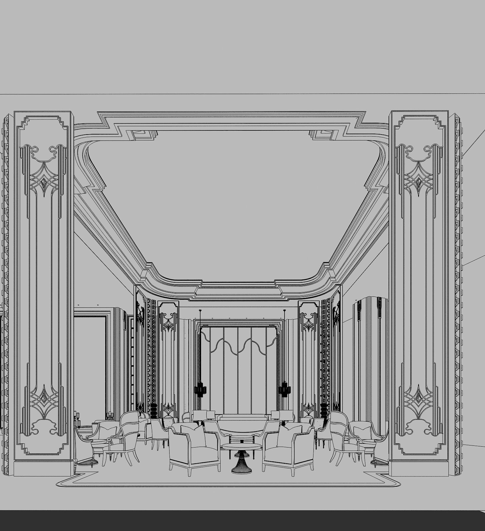 hotel lobby bar 3D model_2