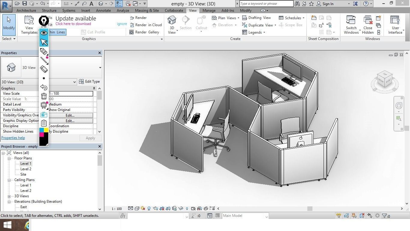 revit workstation kit  3D model_2
