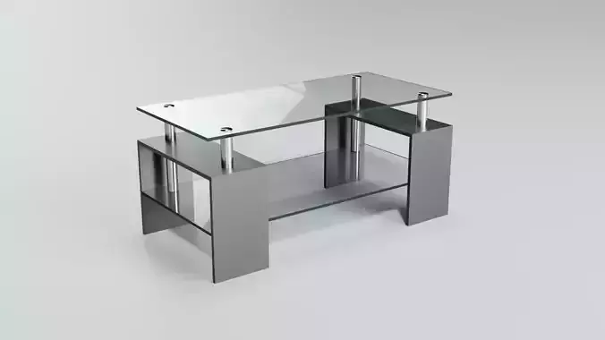 Simple modern glass table with metal standoffs
