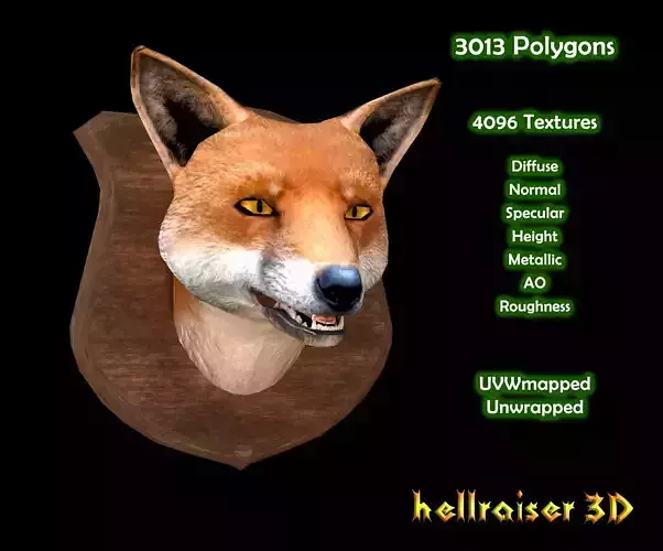 Fox Head - PBR - Textured