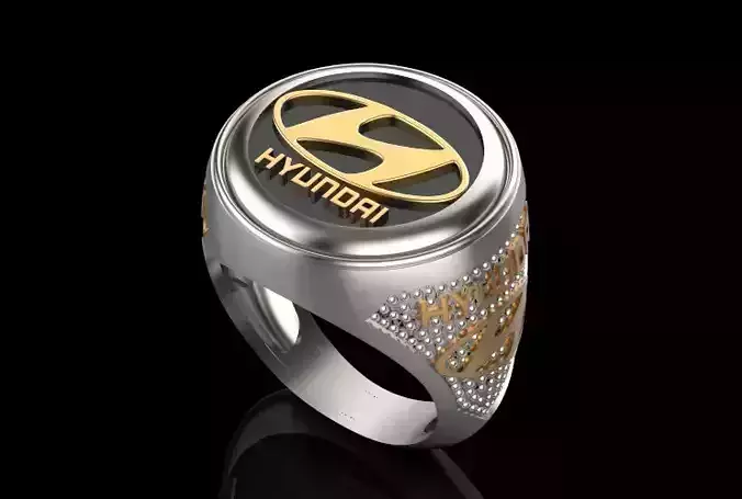 hyundai ring Silver Gold  Print