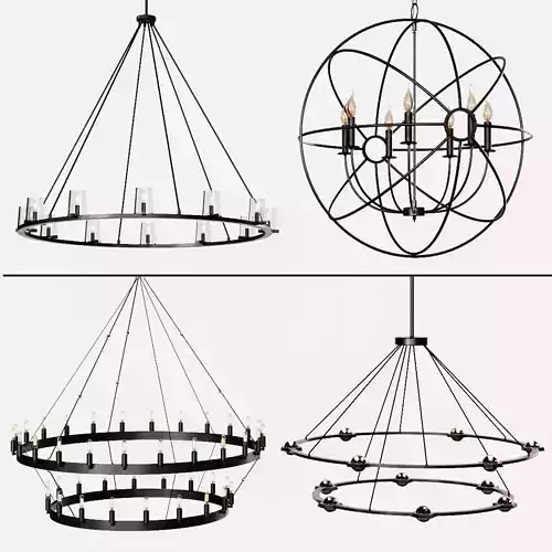 4 type Restoration Hardware Round Chandelier Set 004